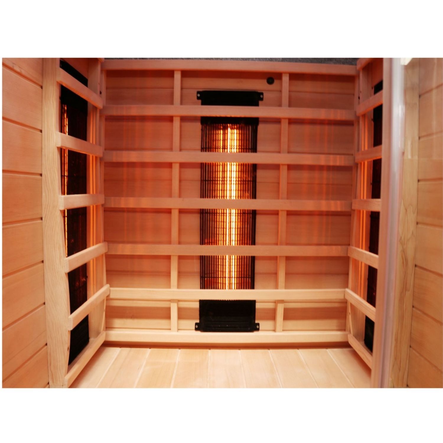 Dewello Eckdusche MILTON 90 Wärmekabine, bis zu 1 Personen, 4 Vollspektrumstrahler, Natursteinwand, inkl. Ionisator mit Ozondesinfektion, Multimedia HiFi – Bild 5 von 5