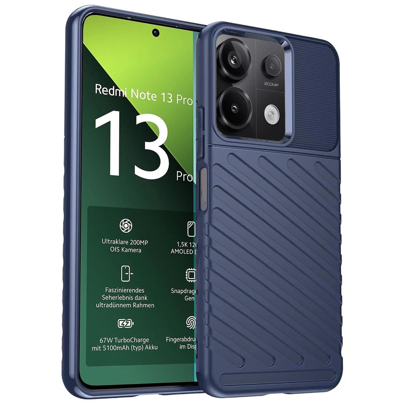 CoolGadget Handyhülle Thunder Hybrid Case für Xiaomi Redmi Note 13 Pro 5G 6,67 Zoll, stylische rutschfeste Schutzhülle Handy Hülle für Redmi Note 13 Pro 5G