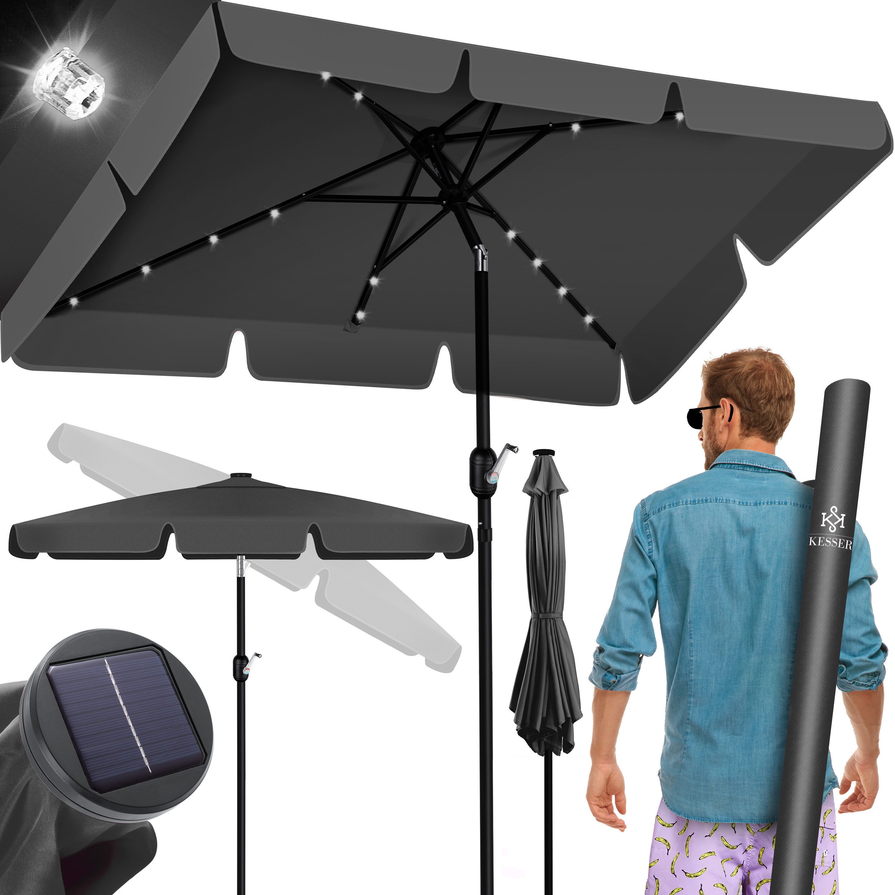 KESSER Sonnenschirm, Sonnenschirm Balkonschirm LED Solar günstig online kaufen