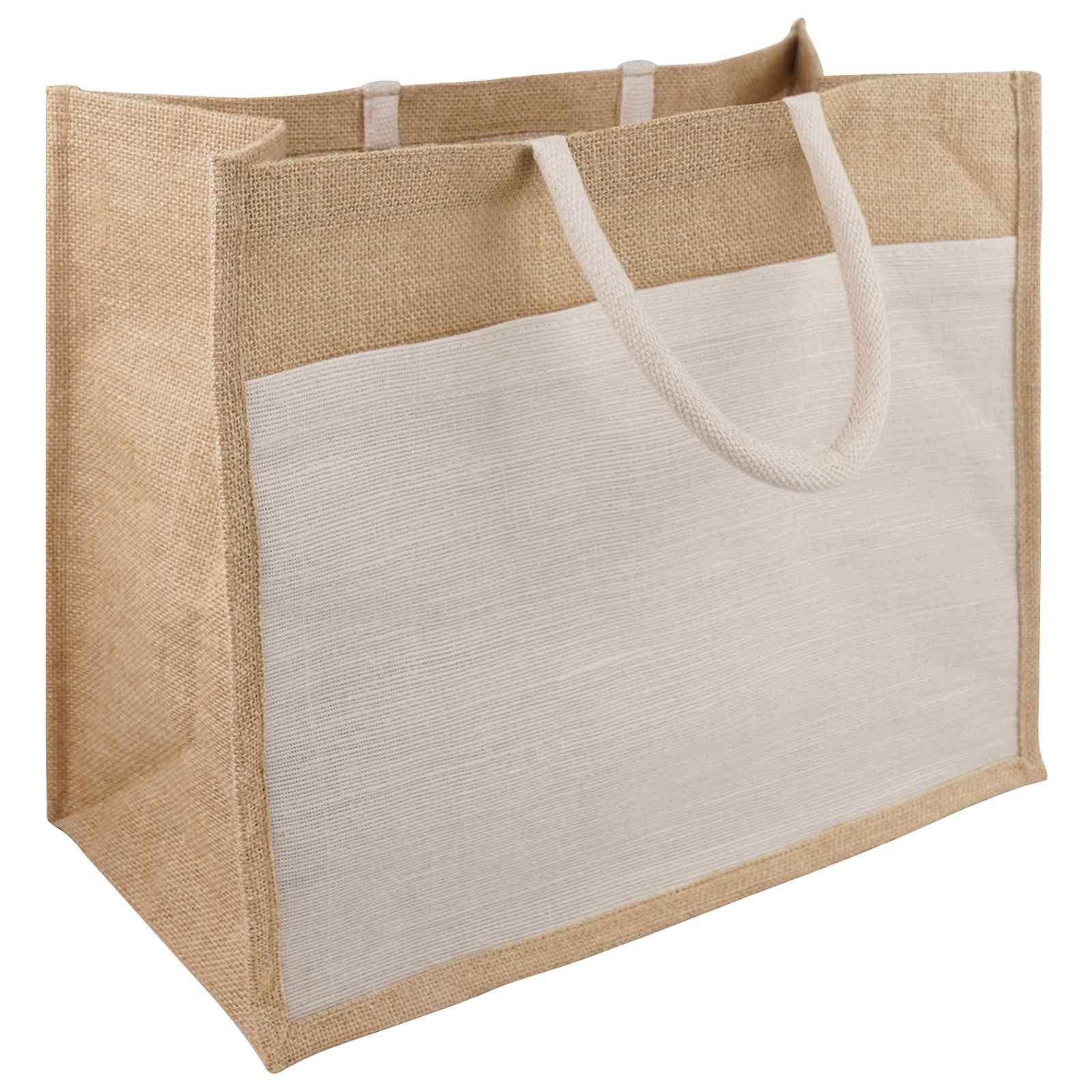 vidaXL Einkaufstrolley Jute-Handtaschen mit Tasche 10 Natürlich und Weiß