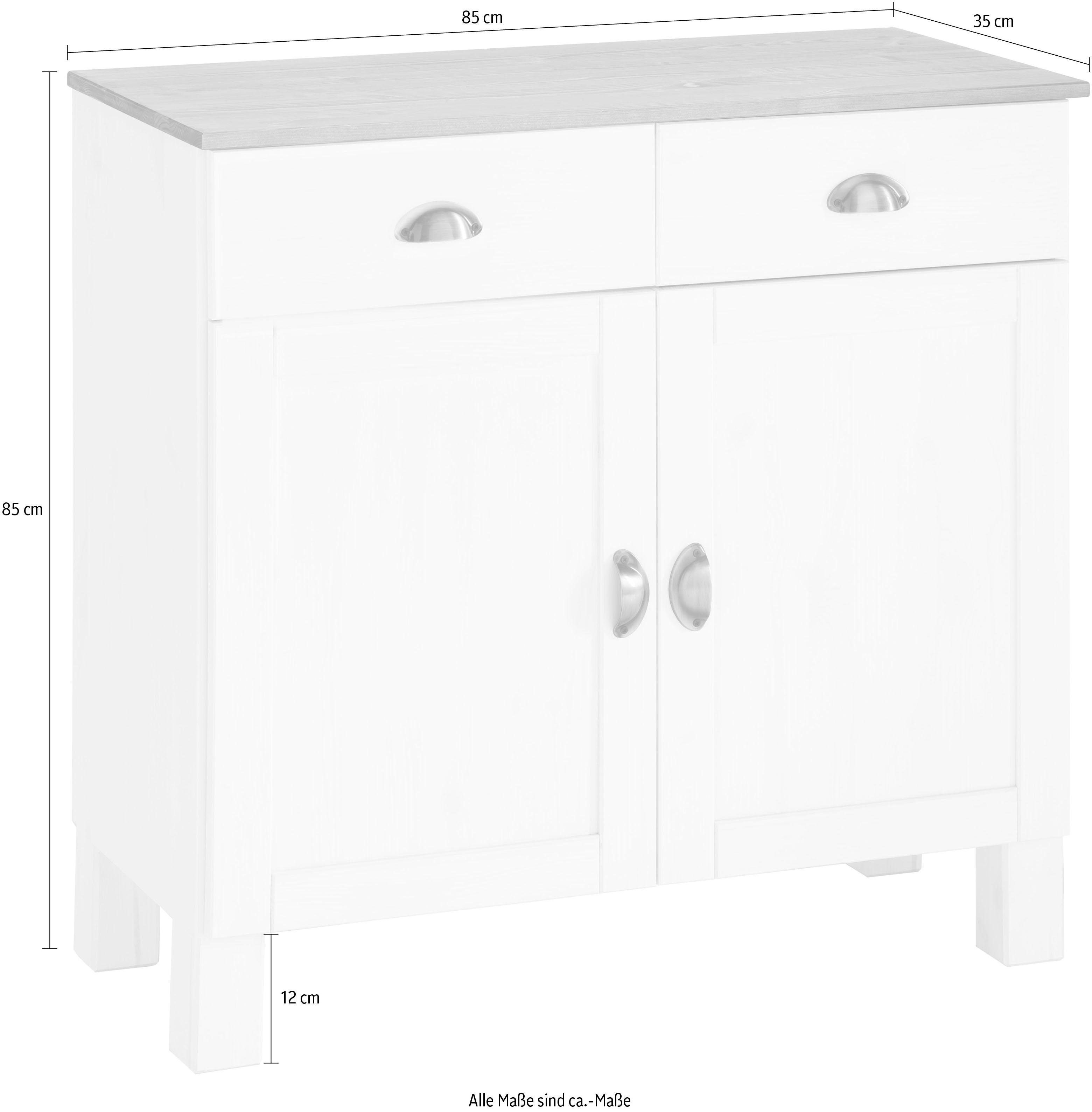 Sideboard 38 cm cm | affaire 2 Oslo Home Türen, als breit, tief, Cremefarben Unterschrank cremefarben/honigfarben 85 2 nutzbar, Schubladen