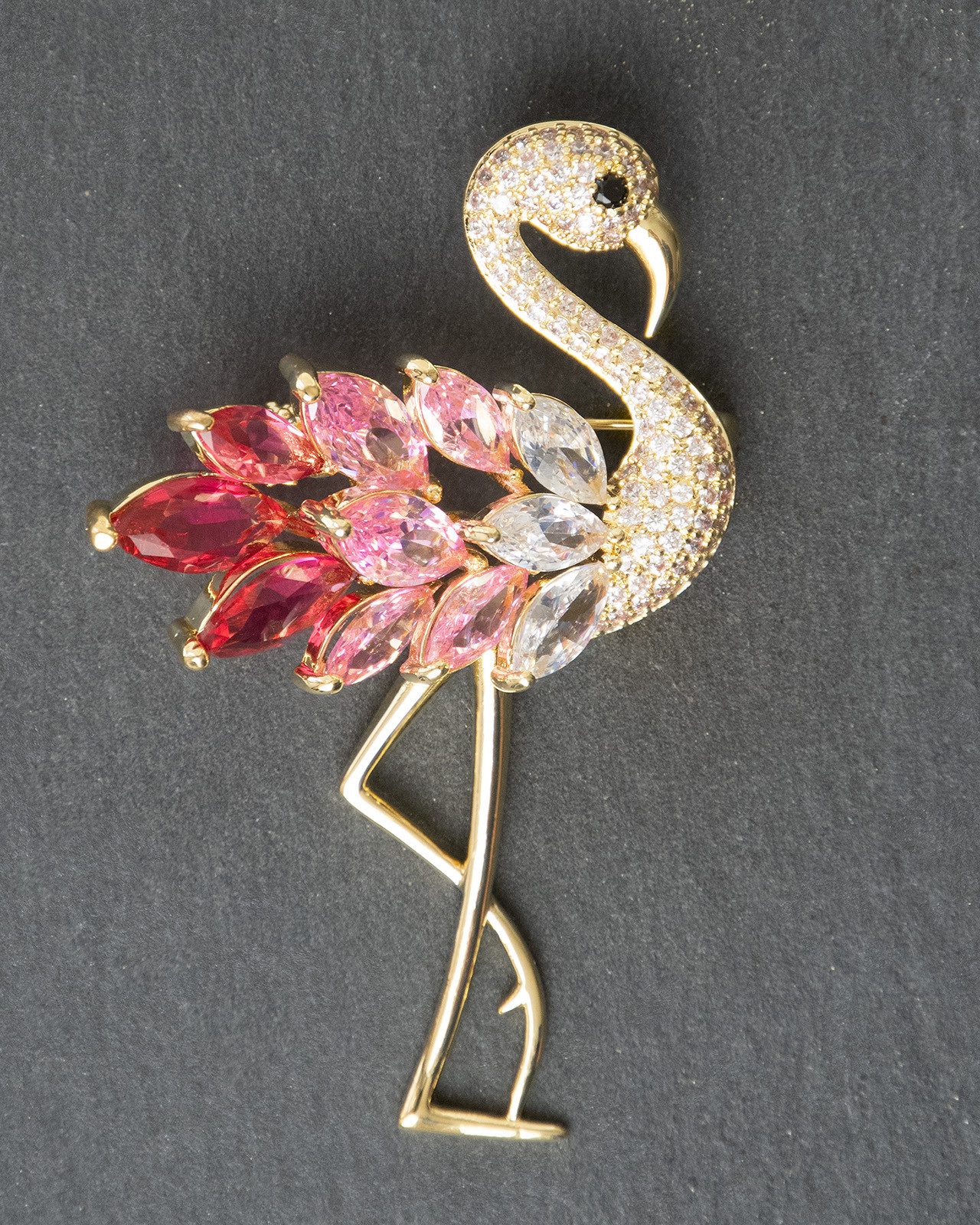 MayTree Brosche "Flamingo", rosa (Stück, 1-tlg), Metallbrosche in Form eines Flamingos