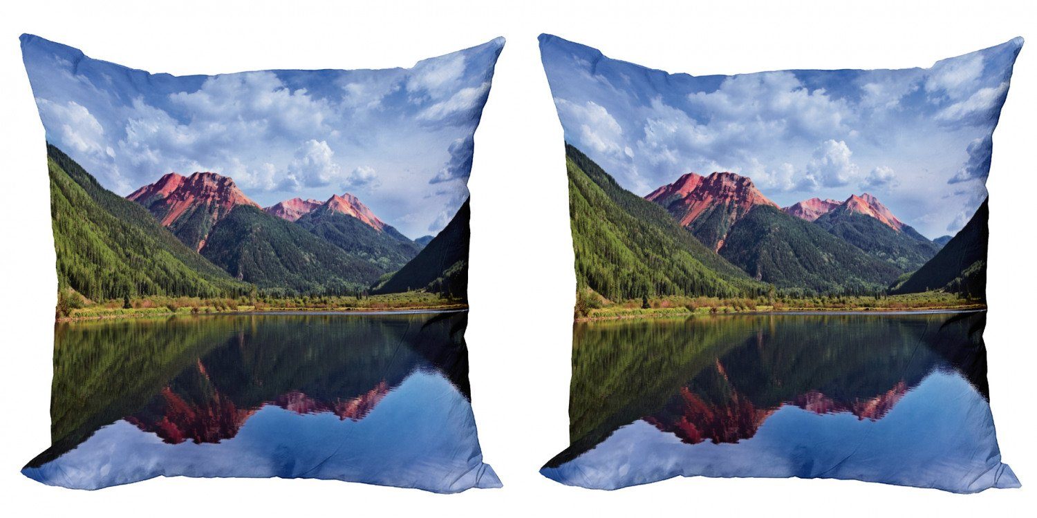Doppelseitiger Eisen Scene (2 Stück), Digitaldruck, Abakuhaus Red Peaks Nature Accent Kissenbezüge auf Modern See