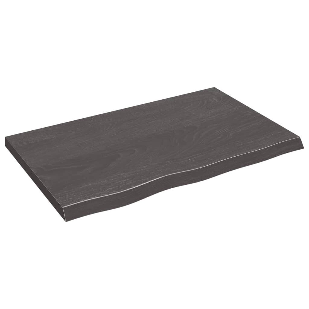 Tischplatte furnicato 80x50x(2-4)cm Eiche Behandelt Massivholz Dunkelgrau