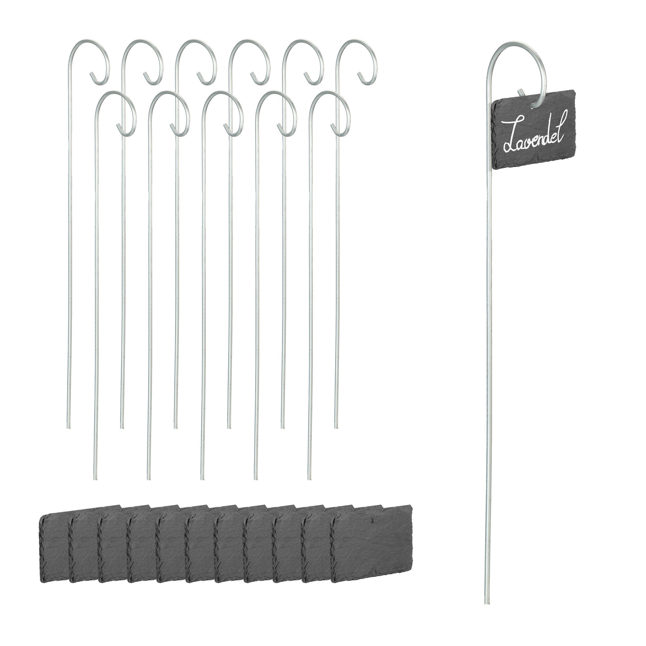relaxdays Gartenstecker 12 Schiefer-Pflanzenschilder mit Stab günstig online kaufen