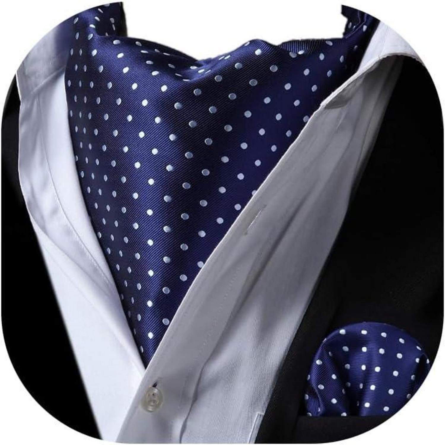LuxusKollektion Krawatte Krawattenschal Herren Hochzeit Ascot Paisley Navy blau Einheitsgröße