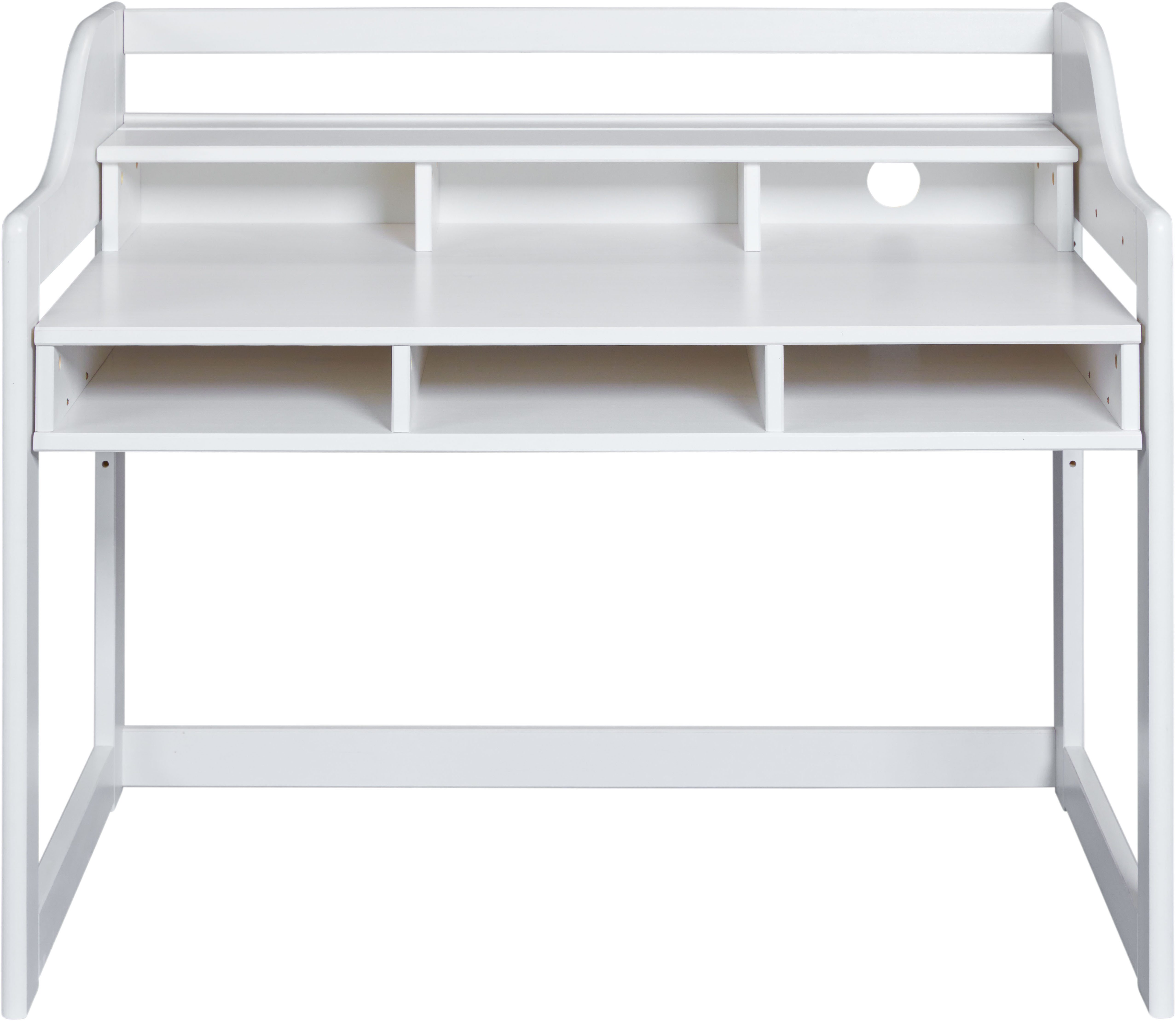 Inter Link Kinderschreibtisch Kids Learning, Höhenverstellbarer Schreibtisch, Kiefer Massivholz weiß (1-St), Für Kind/Jugend & Home Office, ergonomisch, BxTxH: 112 x 68,3 x 91 cm