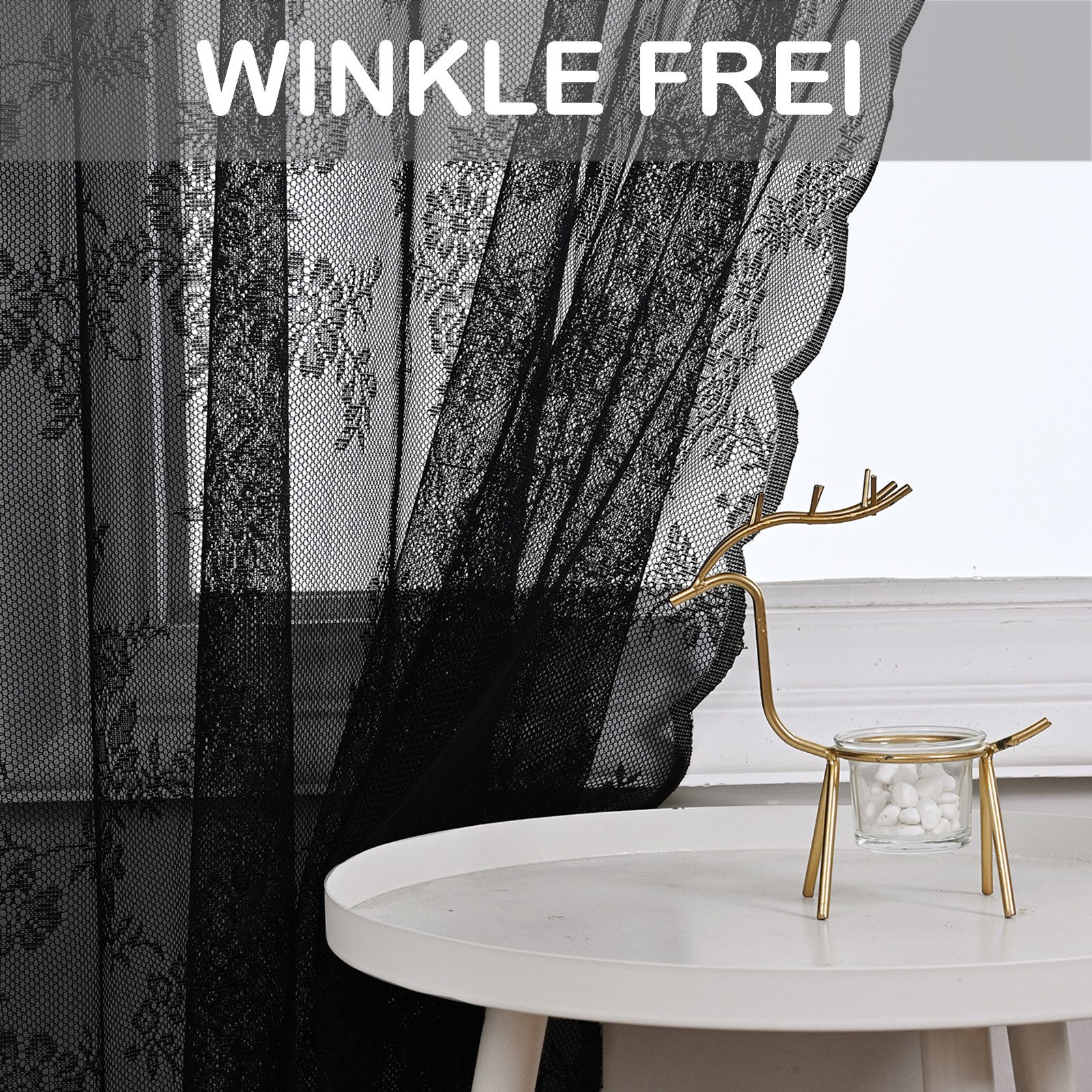 BTTO V&G Gardine Transparente Vorhänge, Florale Spitze Voile Vorhänge,1/2 P günstig online kaufen