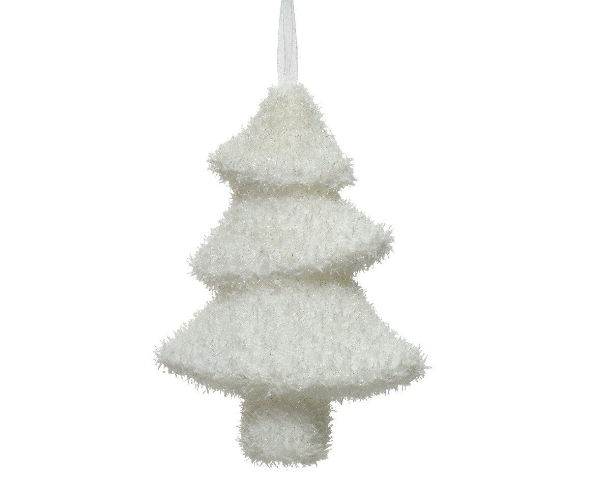 Kaemingk Christbaumschmuck, Tannenbaum Anhänger 20cm in Frost Optik Kunststoff Weiß