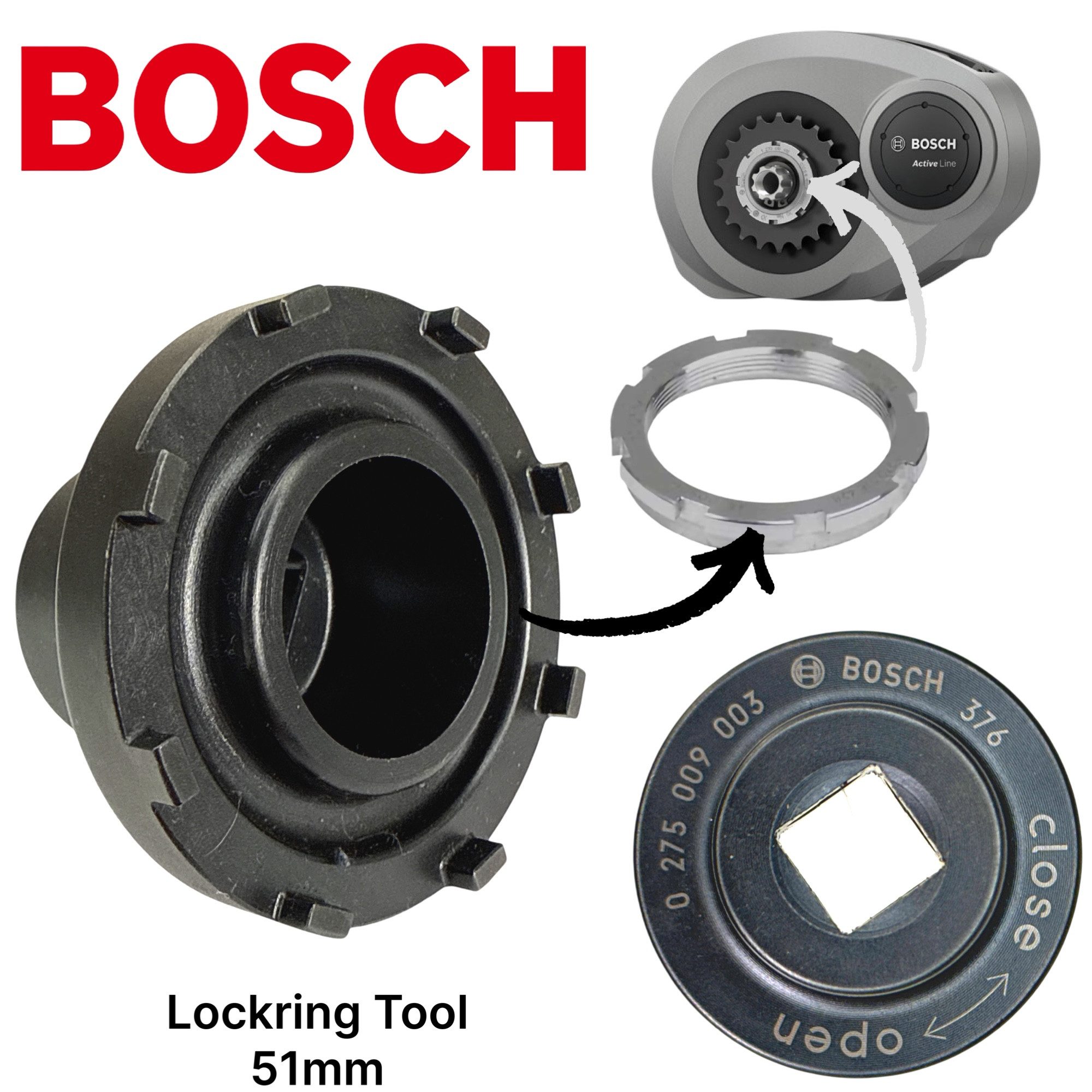 BOSCH Fahrrad-Montageständer Bosch Lockringtool 51mm Ebike Kettenblatt Motor Active Performance
