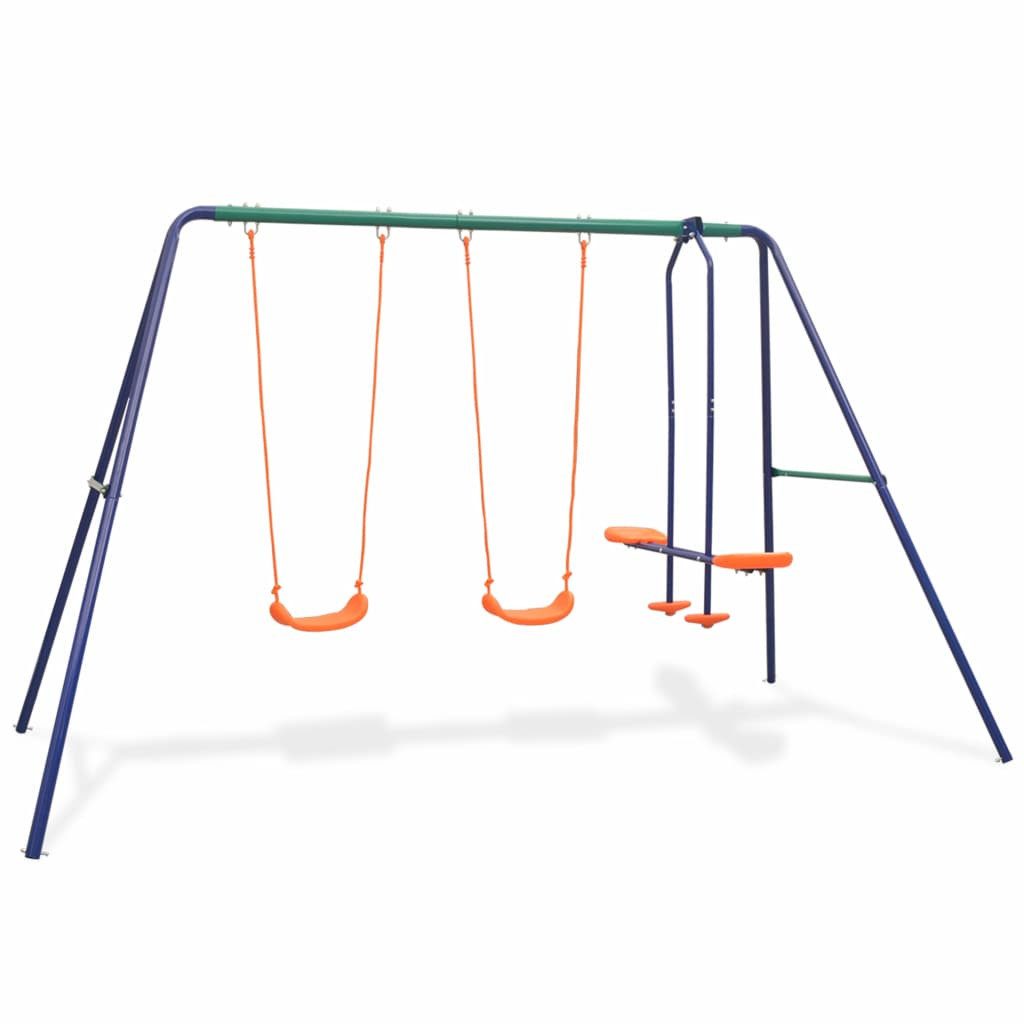 vidaXL Spielhaus 324 x 155 x 182 cm Schaukelset mit 4 Sitzen Orange