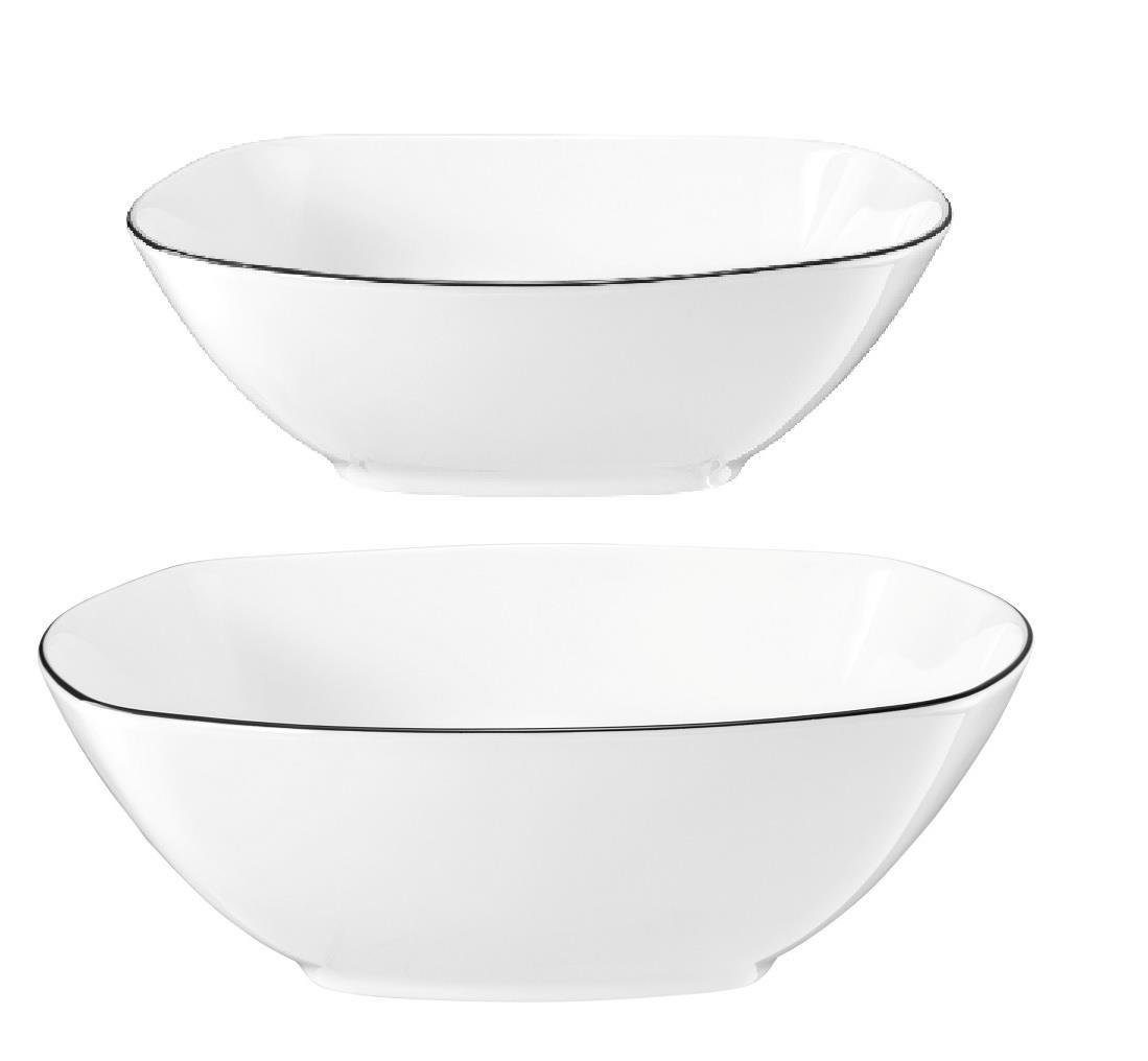 Seltmann Weiden Schüssel Seltmann Weiden Lido Black Line eckig Schüssel Set 2tlg. (20/24cm), Porzellan, (2 Миски)