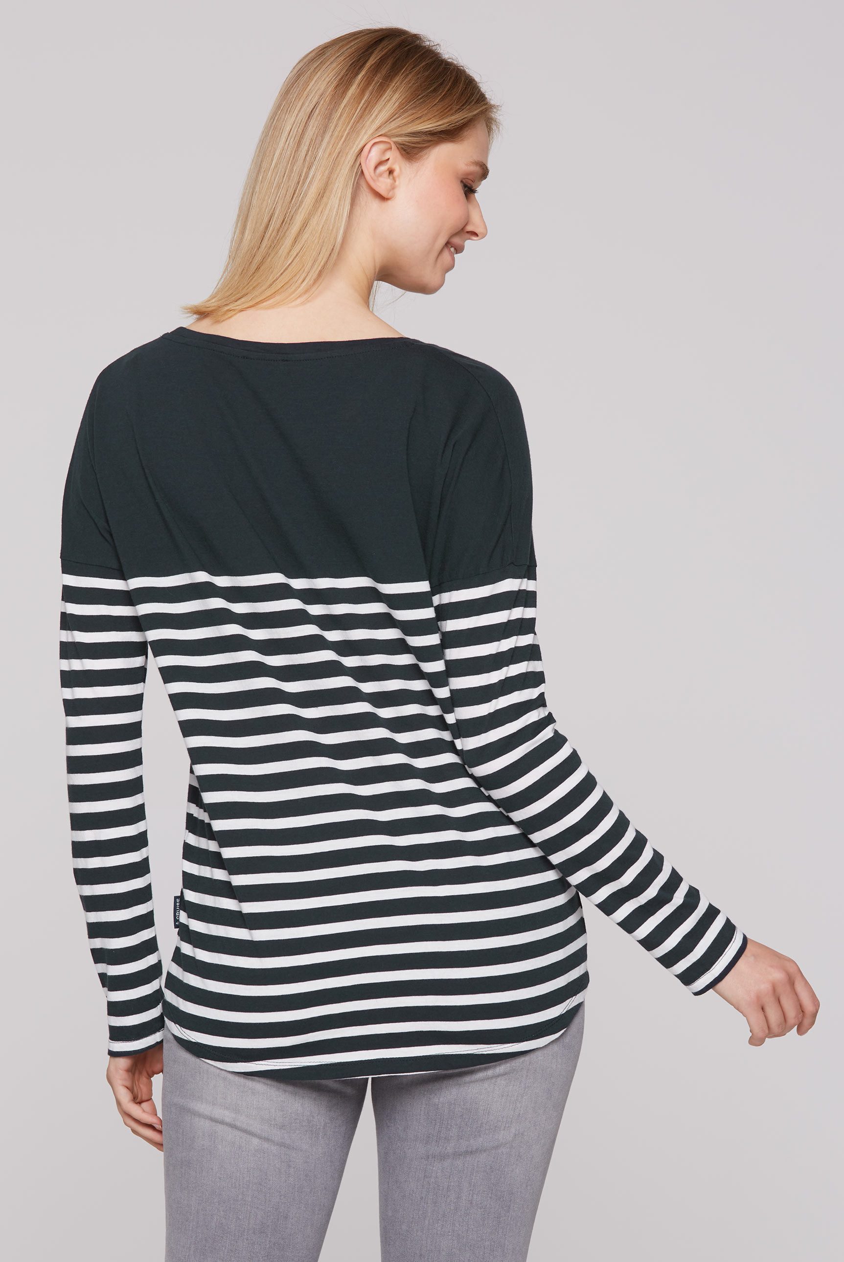 SOCCX Langarmshirt SOCCX Streifenshirt mit Pailletten-Wording günstig online kaufen
