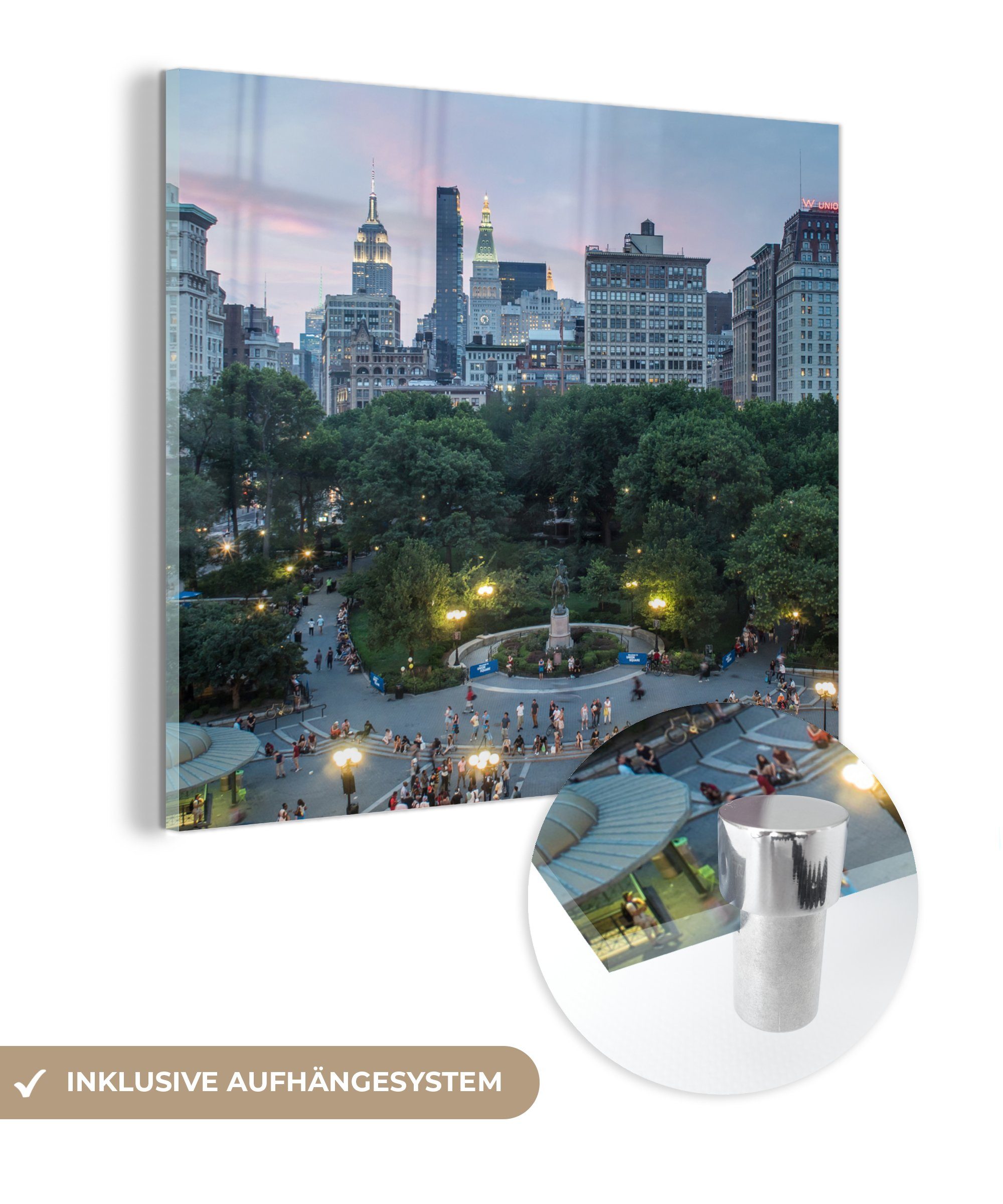 MuchoWow Acrylglasbild Union Square in New York, (1 St), Glasbilder - Bilder auf Glas Wandbild - Foto auf Glas - Wanddekoration | Bilder