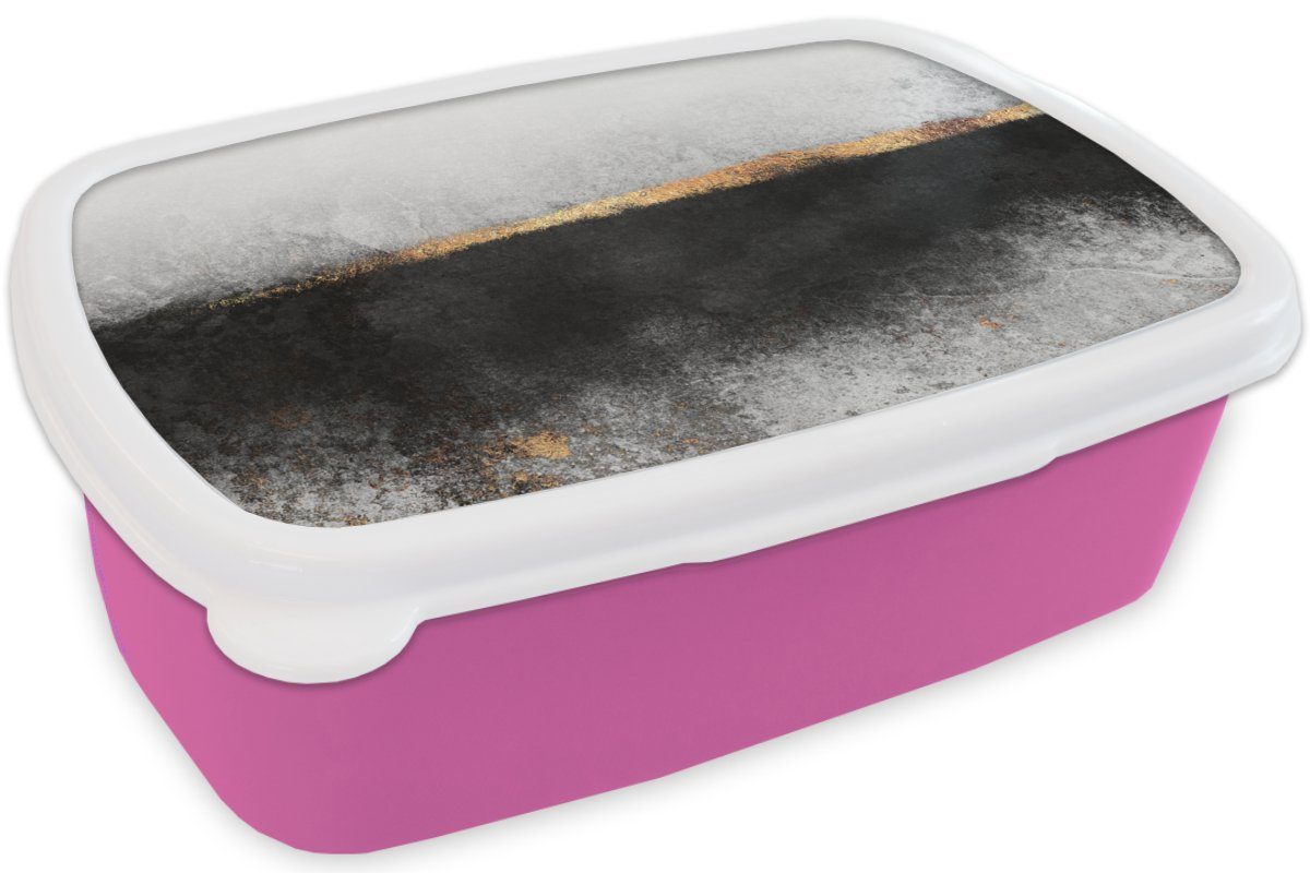 Mädchen, Kunststoff Abstrakt MuchoWow Snackbox, - Luxus, - für rosa Erwachsene, Lunchbox Kinder, Gold Kunststoff, Brotbox (2-tlg), Brotdose