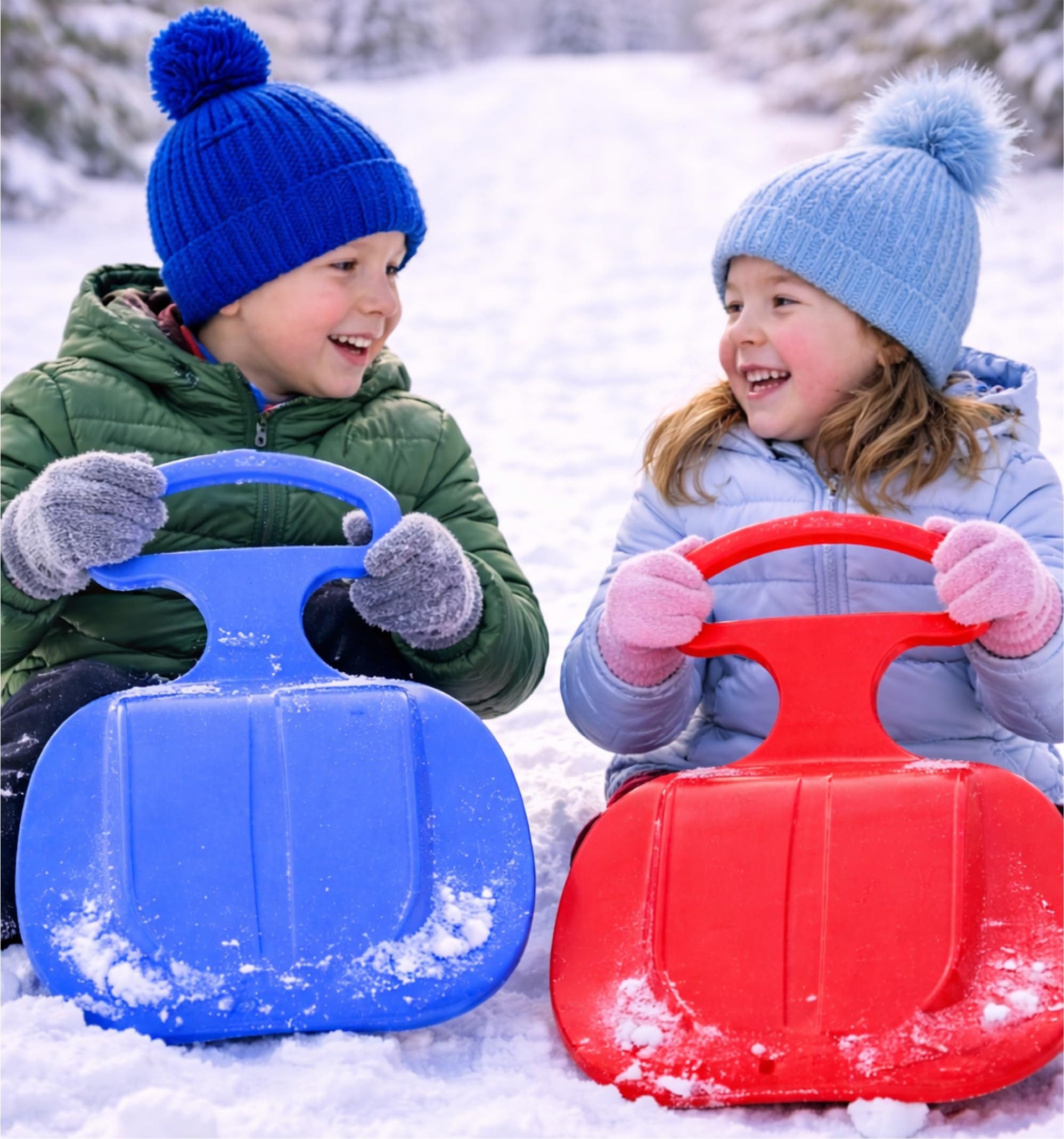 Speeltoys Schlitten 2X Porrutscher - Schlitten Bob in blau & rot - für Kinder (2er Set, 2-tlg., 2 Stück)