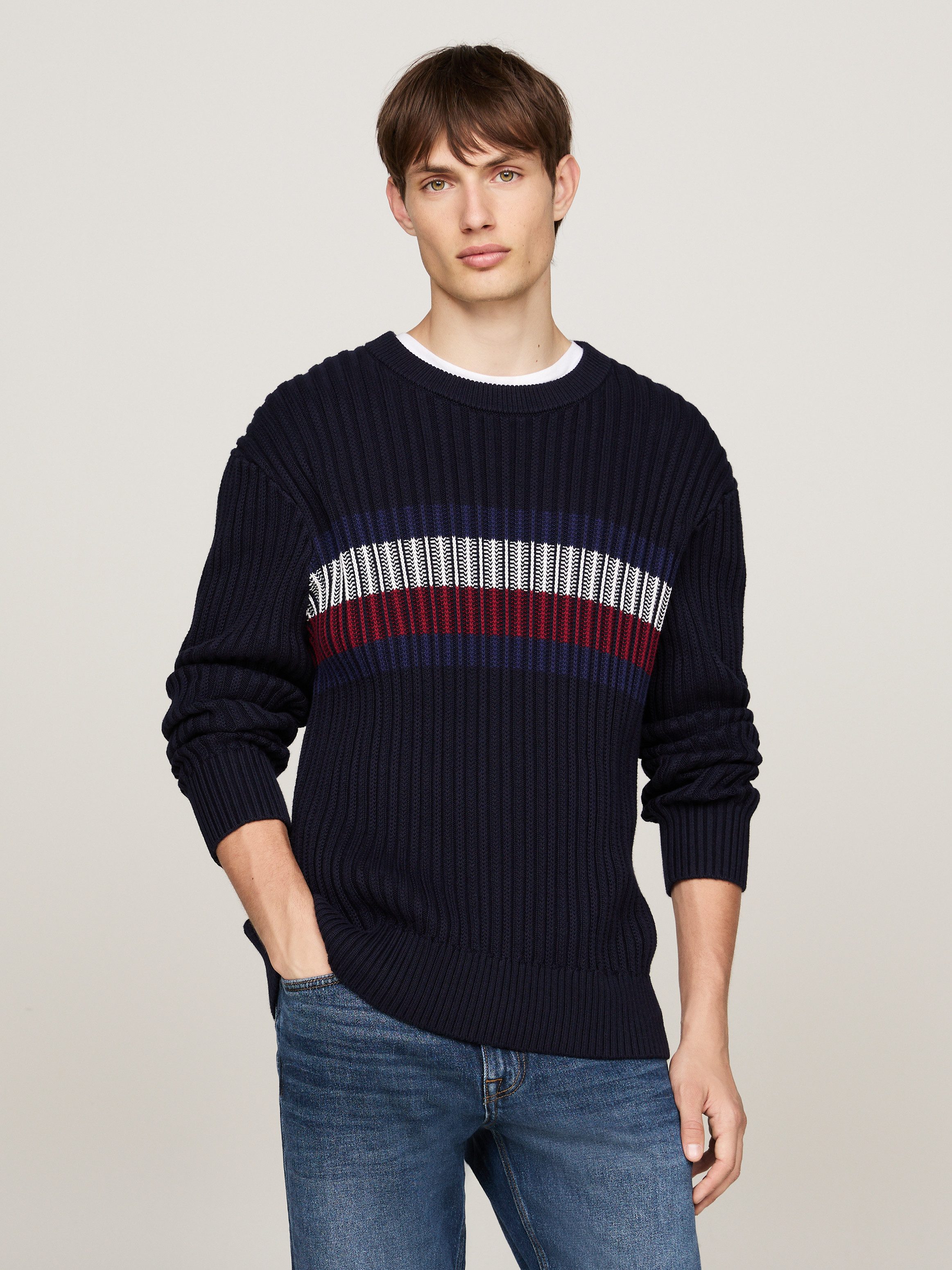 Tommy Hilfiger Rundhalspullover GLOBAL STRIPE CHUNKY günstig online kaufen