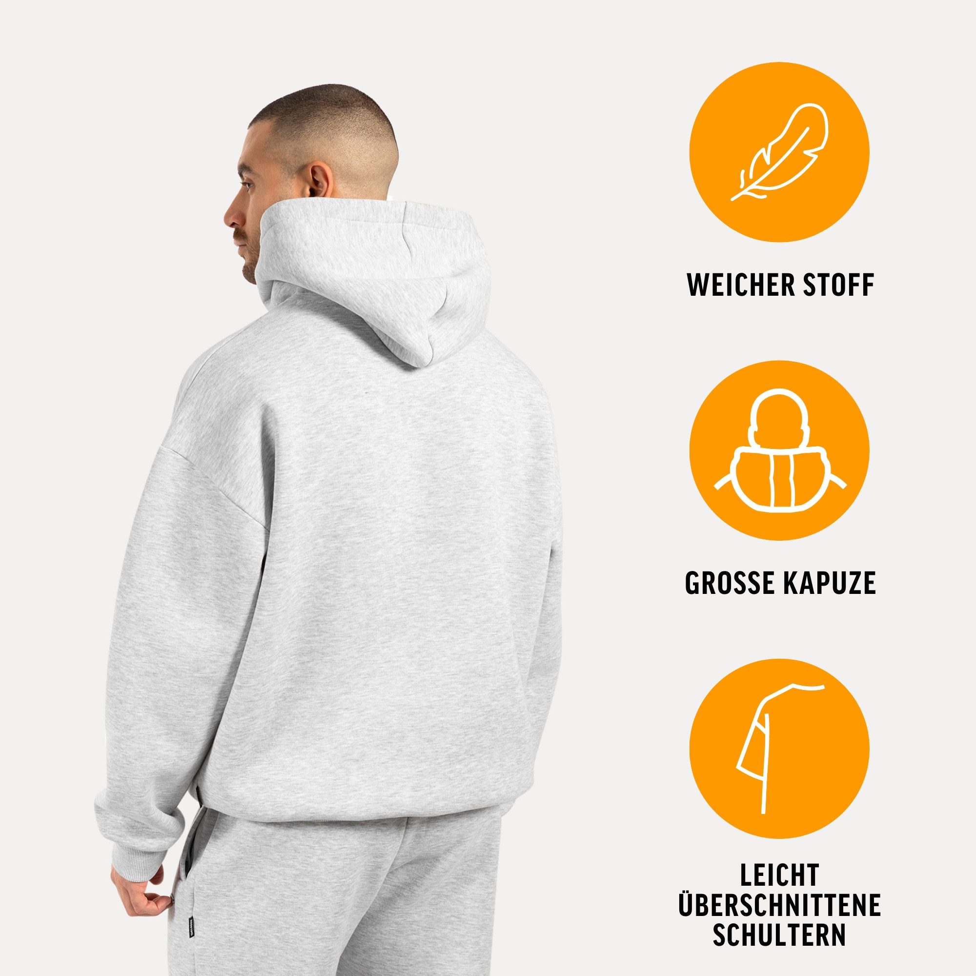 Smilodox Hoodie Dawson, Hochwertiger Kapuzenpullover im Oversize Fit, Sweatshirt Sweater Lässig Kängerutasche Metallabel hoher Baumwollanteil