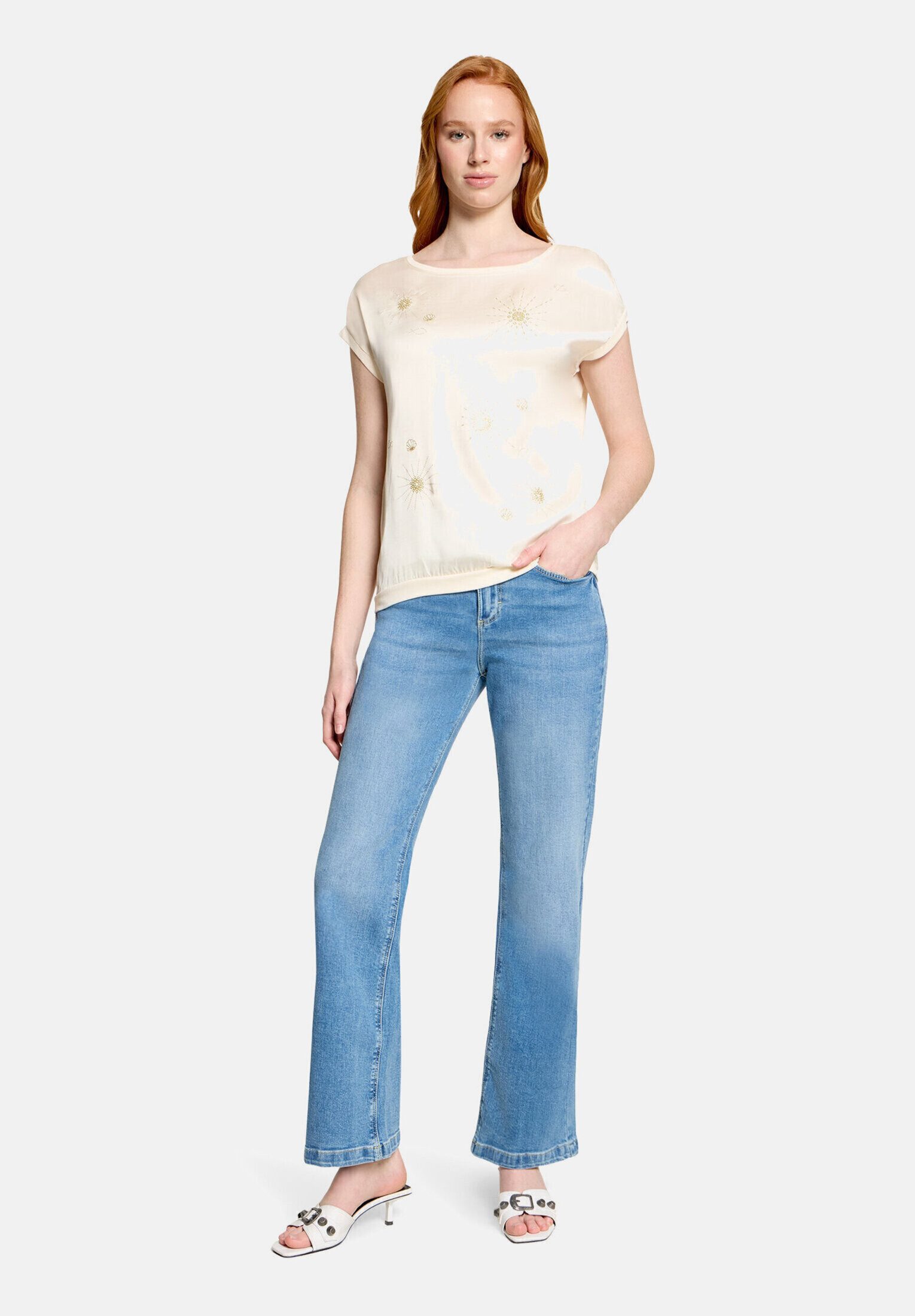 Cartoon Kurzarmshirt Damen mit Rippbündchen (1-tlg)