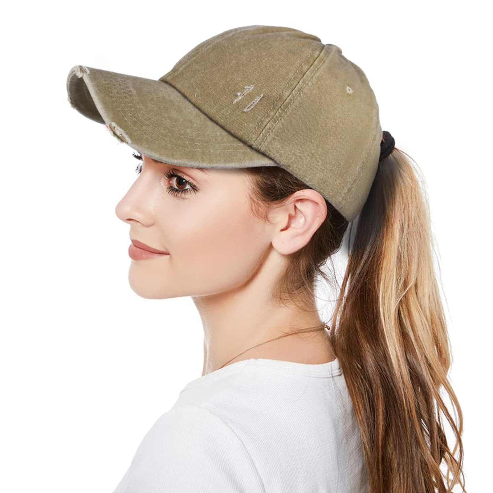 Zaewry Baseball Cap Pferdeschwanz Baseballkappe Damen Sommer Einstellbare Schnell trocknende Atmungsaktiv Baseballmütze Unisex Criss Cross Hüte – Bild 2 von 4
