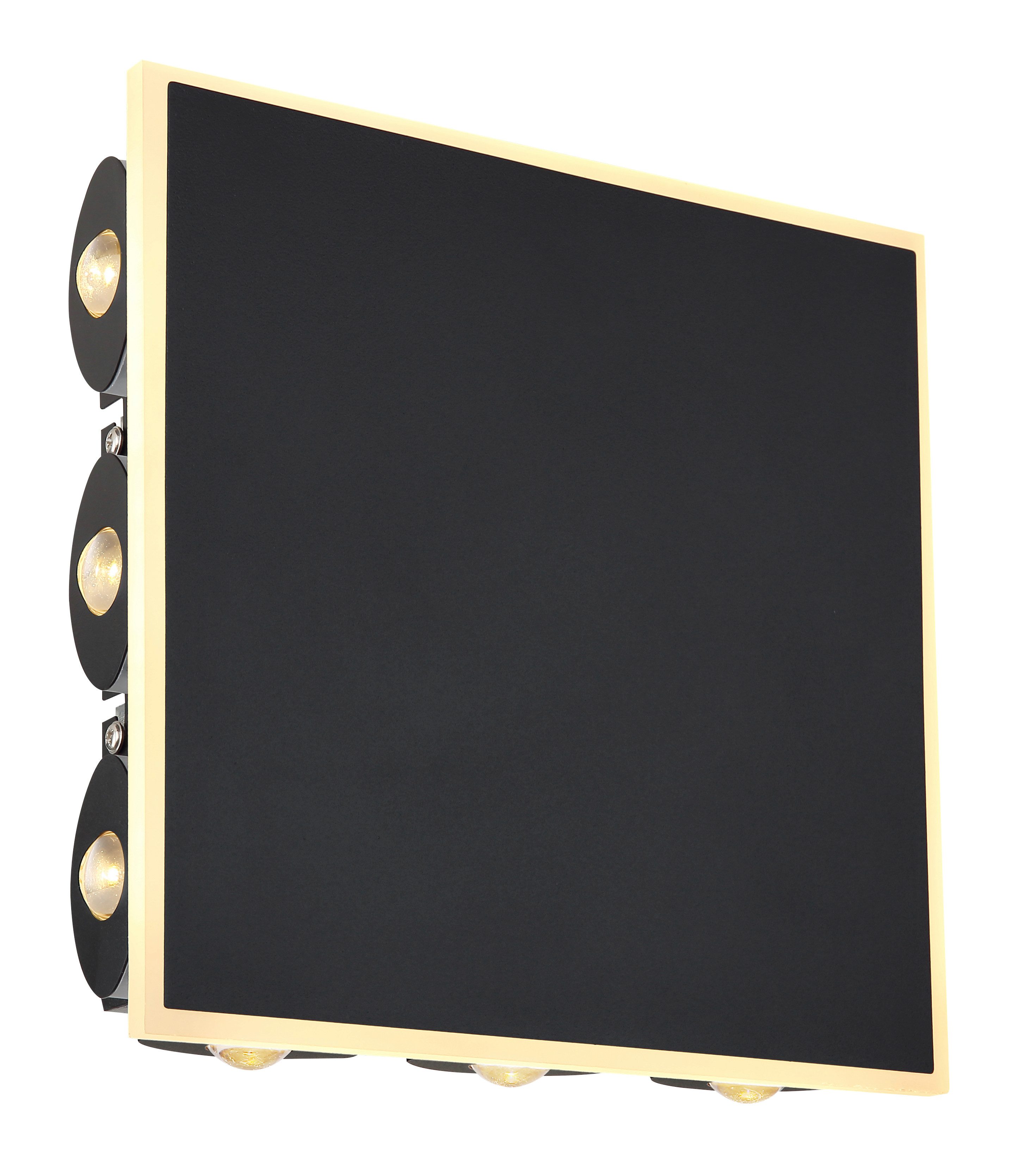 GLOBO LIGHTING LED Wandleuchte SAIDY, LED fest integriert, Warmweiß, Wandlampe/Metall/schwarz/3000K/Flur/Wohnzimmer/ BxH: 220x220mm
