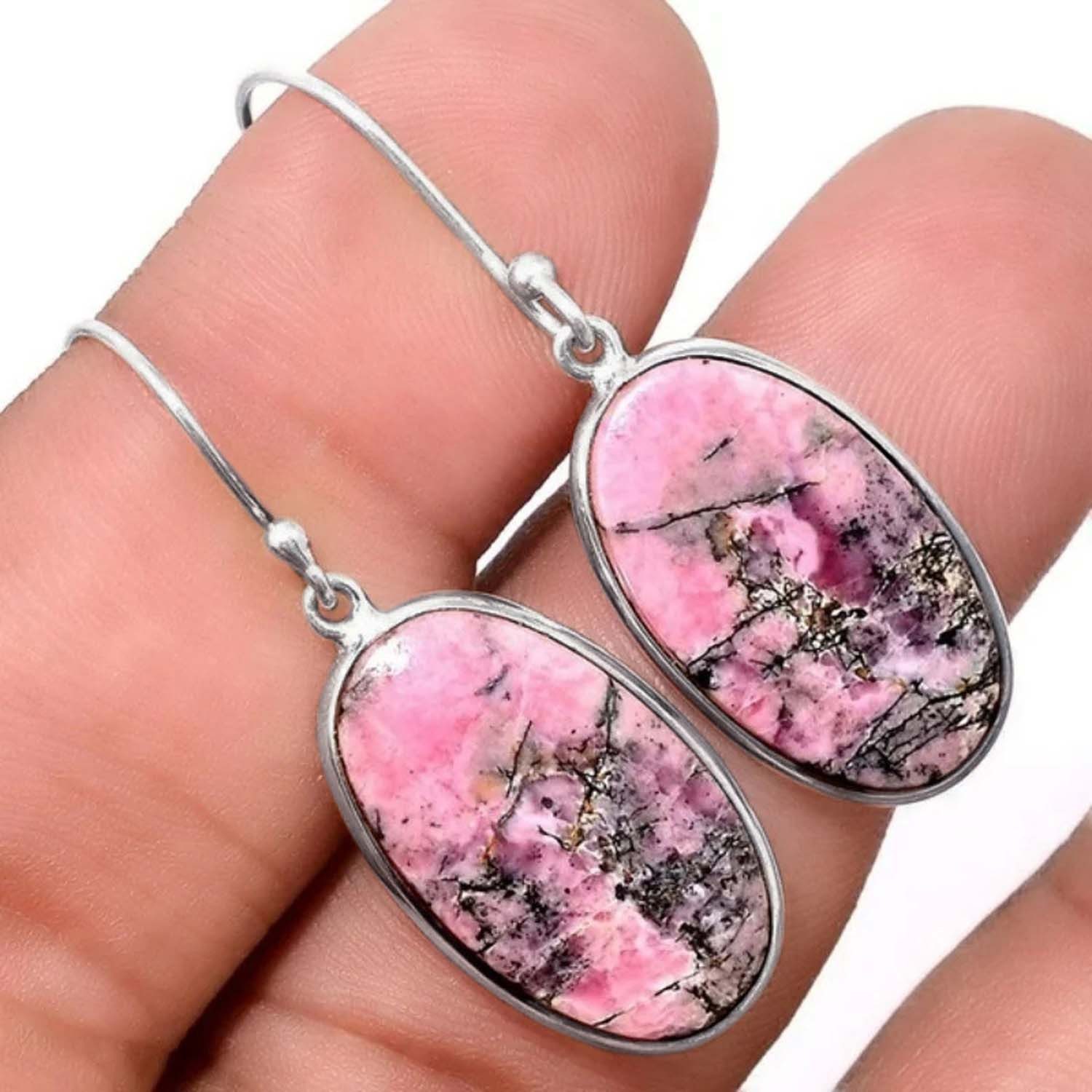 Innolea Ohrring-Set Rhodonit-Ohrhänger aus Legierung – Natürliche Eleganz im Boho-Stil