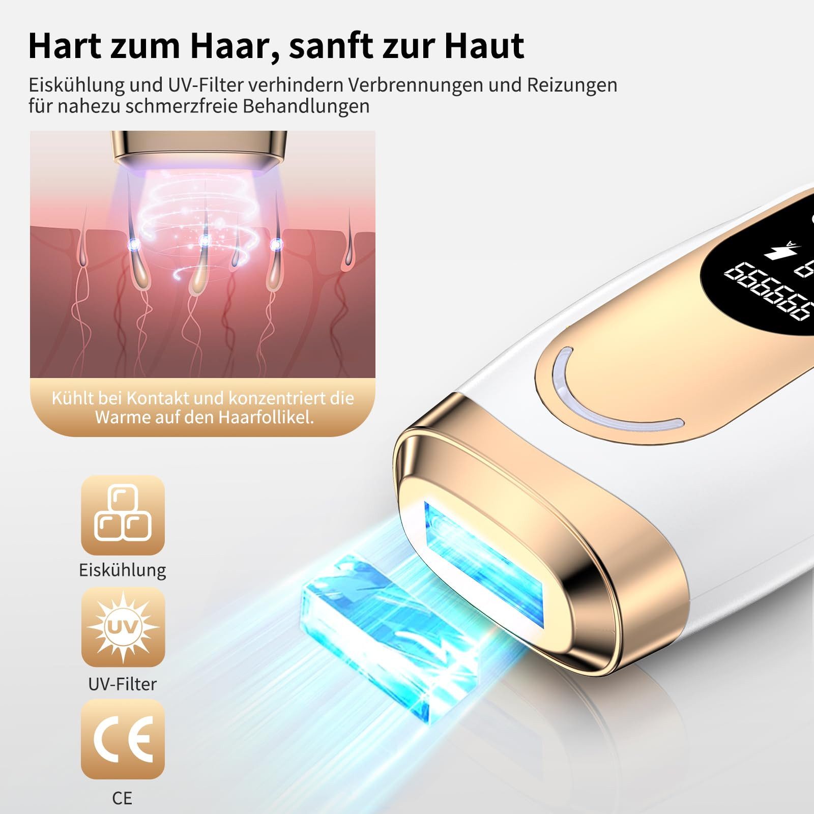 AIBISTAR IPL-Haarentferner IPL-Haarentferner Laser Haarentfernung – 9 Stufen, Eiskühlung, 999,999 Lichtimpulse, für Männer, Frauen, Achseln, Beine, Körper, Laser Haarentfernung Zuhause Dauerhafte Schmerzlos Haarentfernung