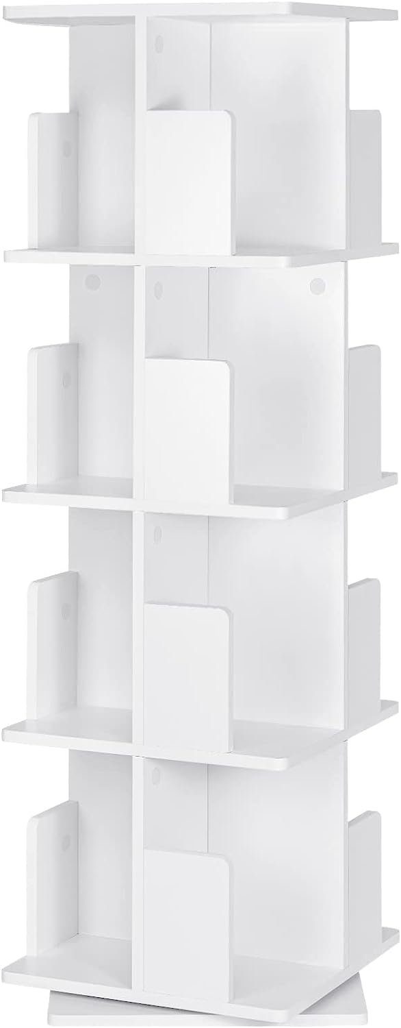 EUGAD Bücherregal, 1-tlg., drehbares 4 Weiß mit MDF Dekoregal Standregal Ebenen
