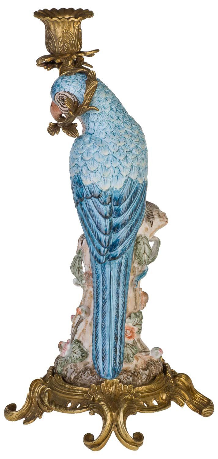 Aubaho Antik-Stil Papagei Skulptur Porzellan Kerzenhalter Kerzenständer 36cm Kerzenständer