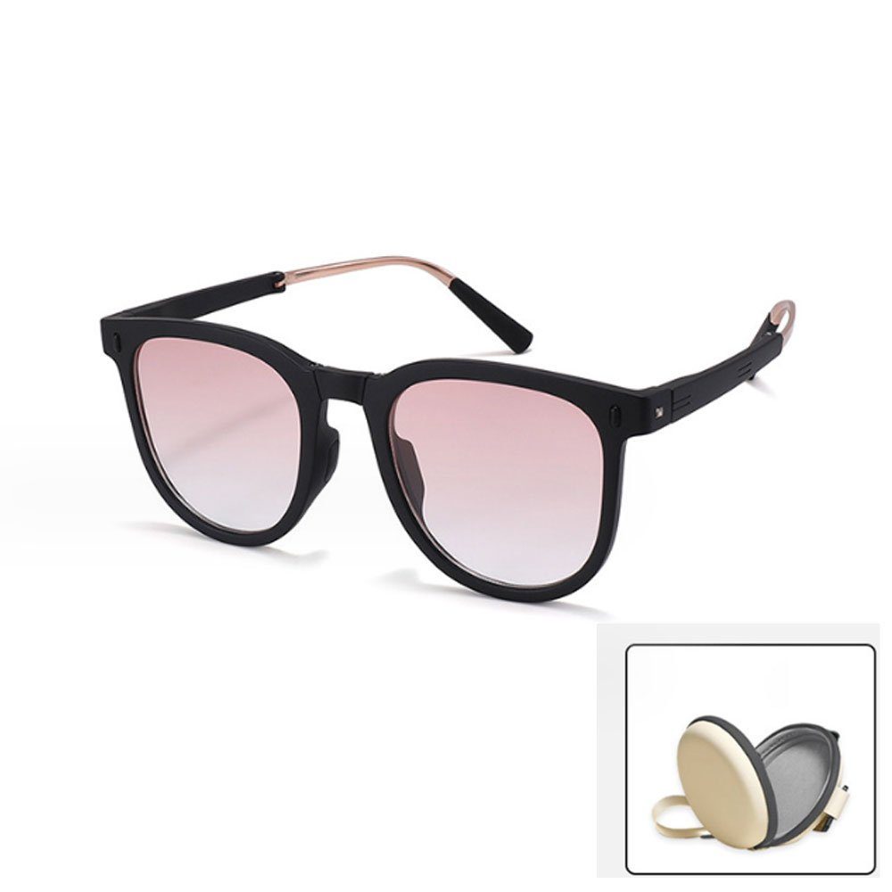 LAKKEC Sonnenbrille Vintage Sonnenbrille Outdoor UV-Schutzbrille mit Brillenetui für Männer und Frauen Rosa