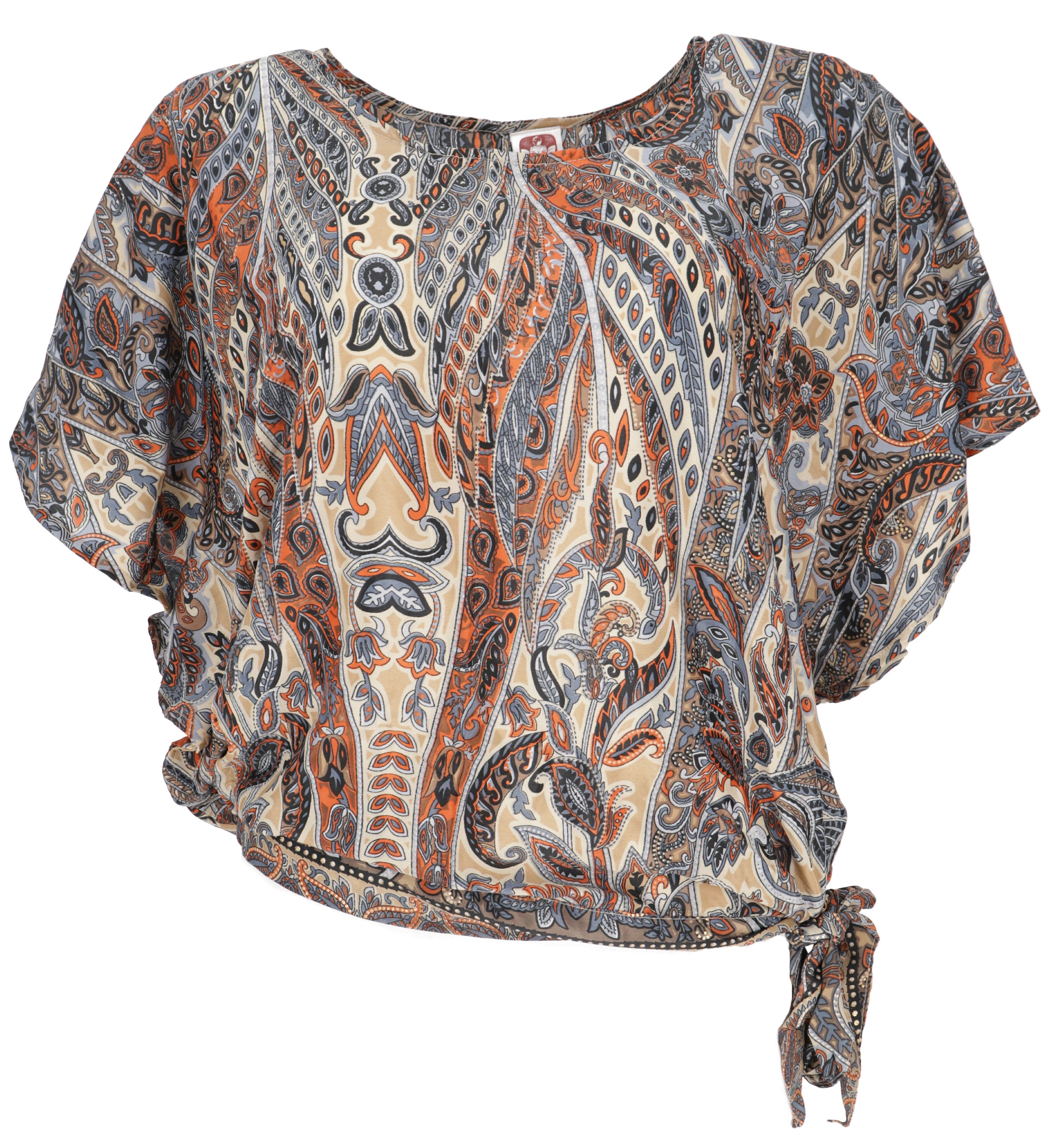 GURU-SHOP, Mini Abito a Strati, Abito Boho Senza Maniche con Stampa Piume, Nero, Sintetico, Dimensione Indumenti:M (38), Abiti Corti