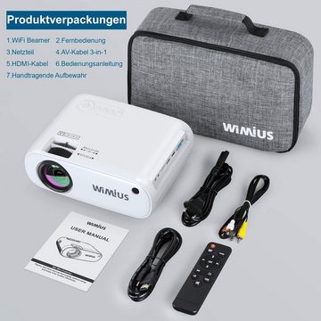 WiMiUS Portabler Projektor (1920x1080 px, Projektor unterstützt wimius heimkino projektor korrektur kompatibel)