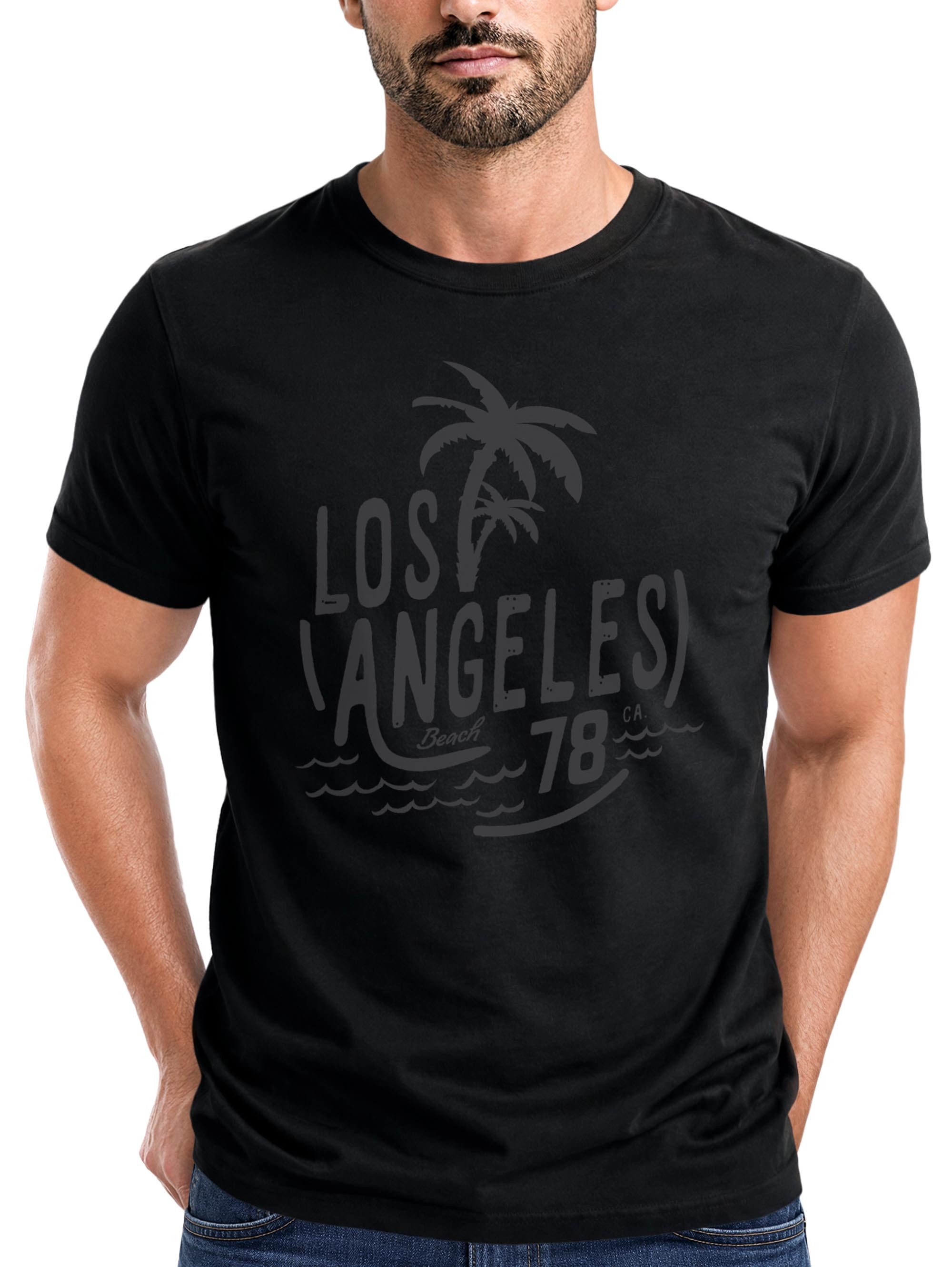 Neverless Print-Shirt Herren T-Shirt Los Angeles Beach Palmen Surf Print Slim Fit Neverless® mit Print