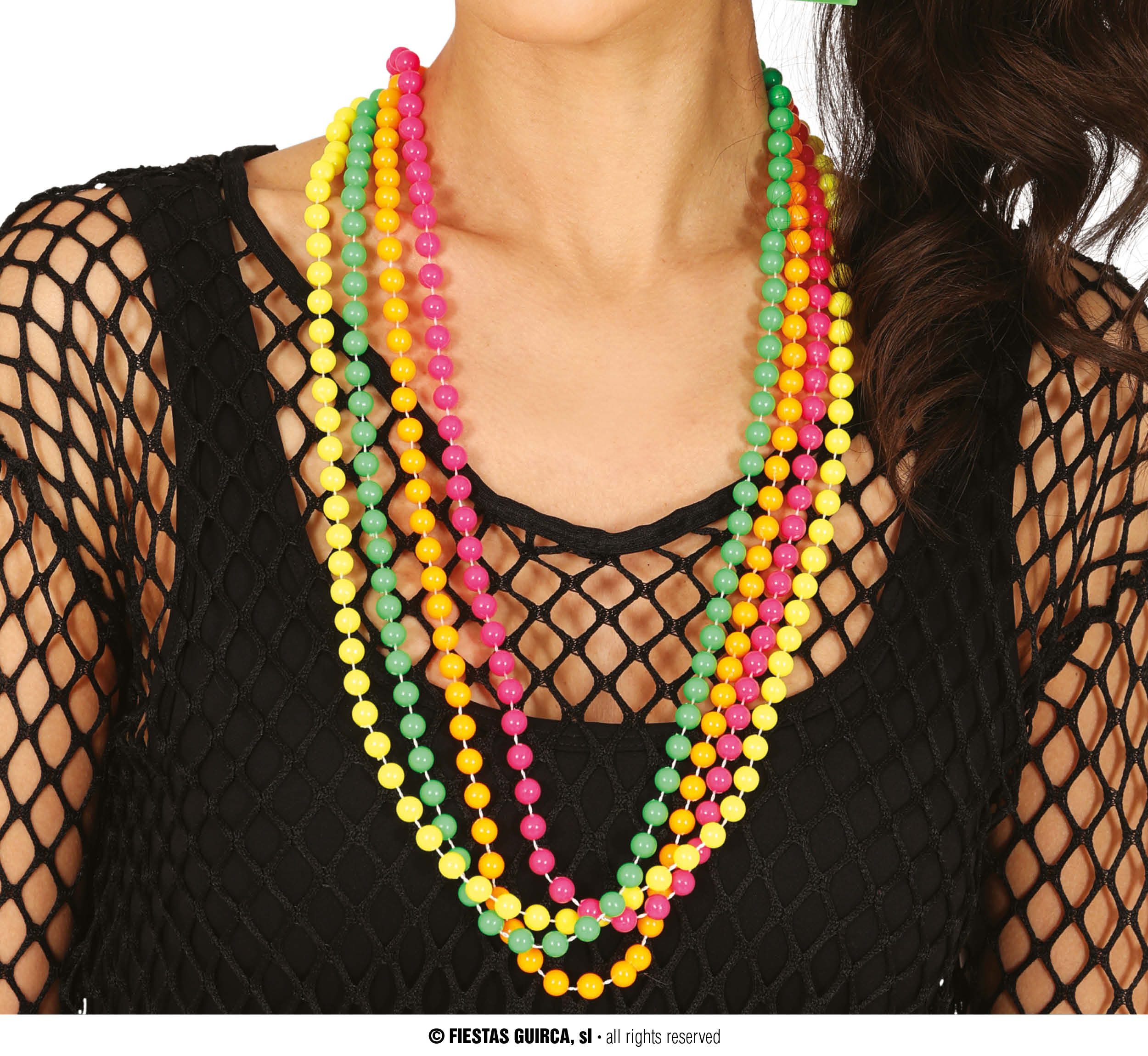 Fiestas Guirca Kostüm, 80s Neon Party Ketten Set Karneval Accessoire Retro Schmuck Buntes Des