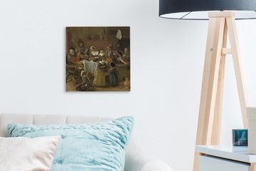 OneMillionCanvasses® Leinwandbild Der lustige Haushalt - Jan Steen, (1 St), Leinwand Bilder für Wohnzimmer Schlafzimmer