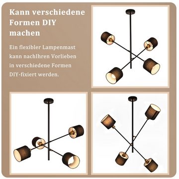 Nettlife Pendelleuchte Schwarz Esstisch 4/6 Flammig Vintage E27 Hängelampe Hängeleuchte, Flexibler Lampenmast, LED wechselbar, für Wohnzimmer Esszimmer Schlafzimmer, E14, 4 Flammig