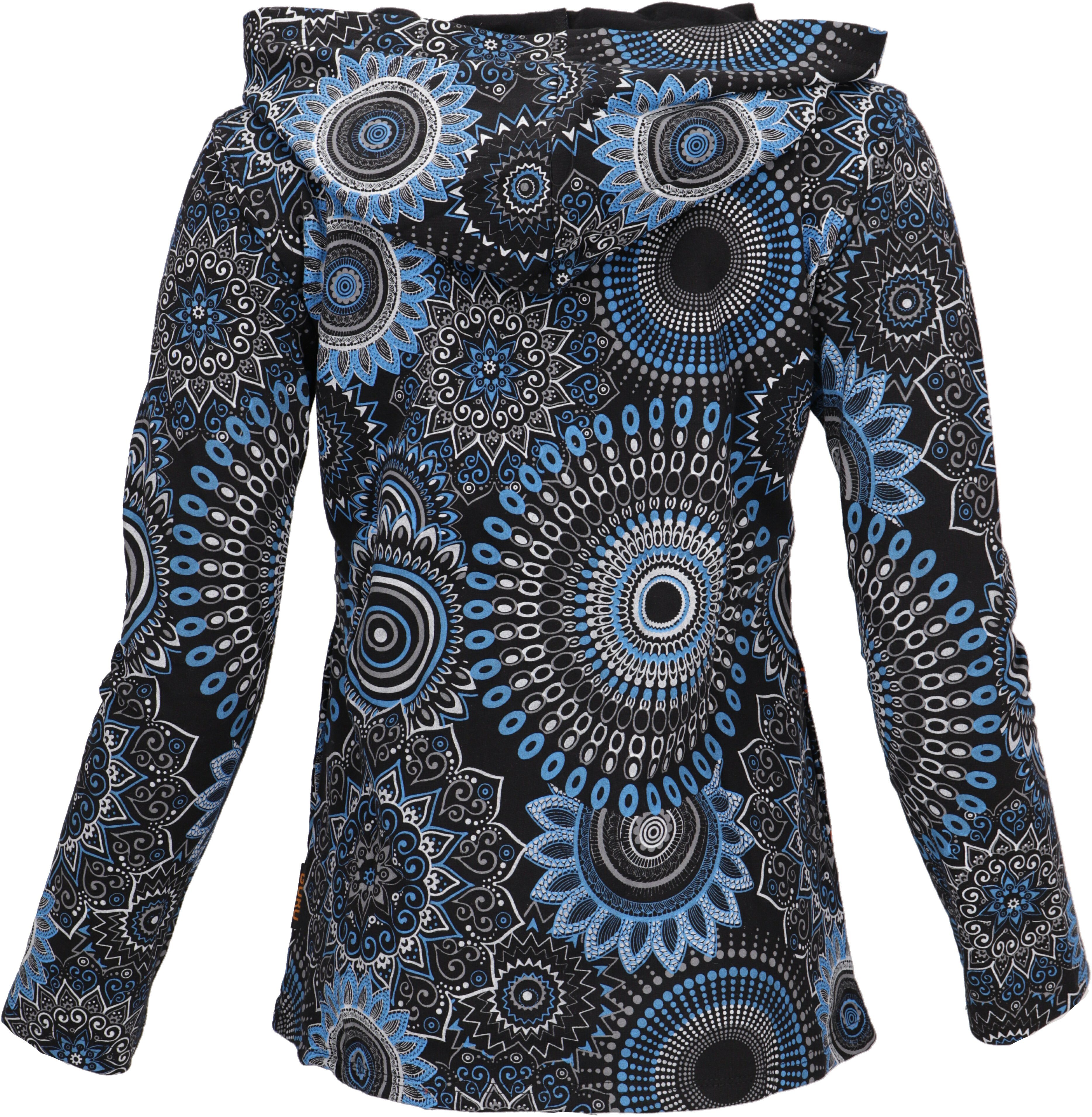 schwarz/blau Jacke chic -.. Bekleidung Boho Hippie Jacke, alternative Langjacke Guru-Shop bestickte