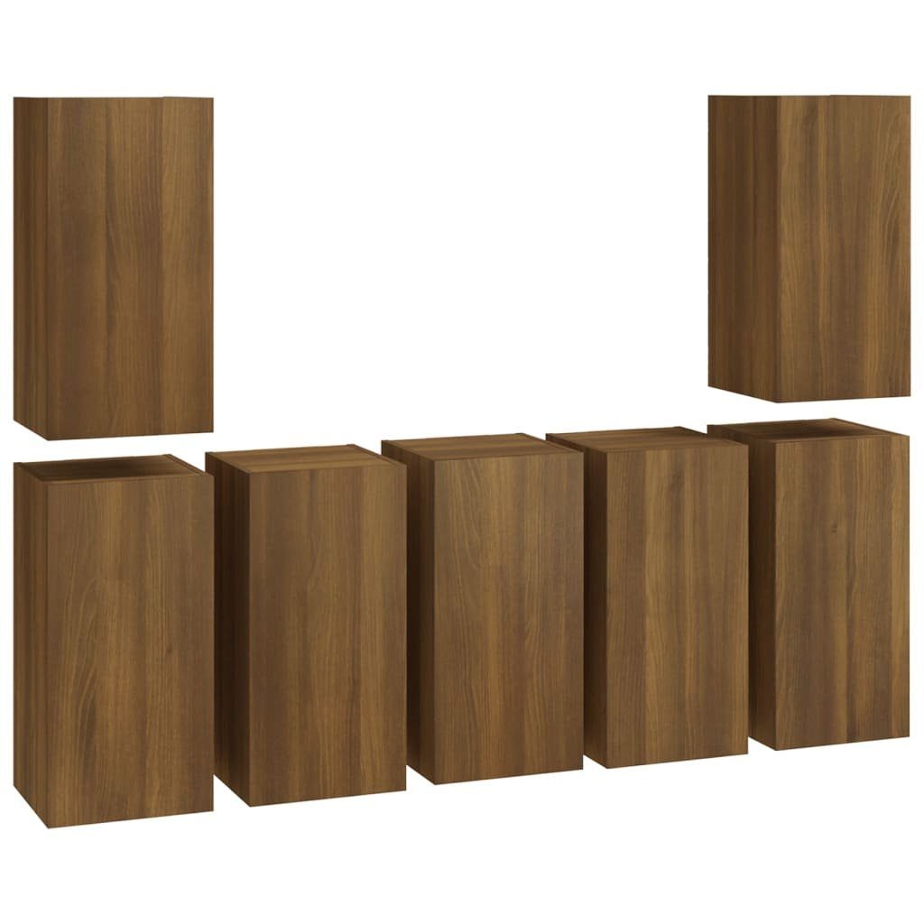 vidaXL TV-Schrank TV-Schränke 7 Eiche Stk. Eichen-Optik Braune Holzwerkstoff Braun (7-St) 30,5x30x60