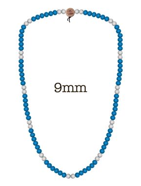 WOOD FELLAS Halsband WOOD FELLAS Mode-Schmuck schöne Holz-Kette Deluxe Pearl Necklace Hals-Schmuck Hellblau/Weiß