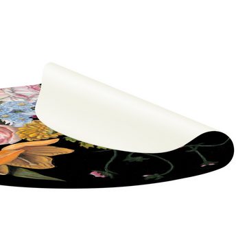 Teppich Vinyl Wohnzimmer Schlafzimmer Flur Küche Blumen modern, Bilderdepot24, rund - bunt glatt, nass wischbar (Küche, Tierhaare) - Saugroboter & Bodenheizung geeignet