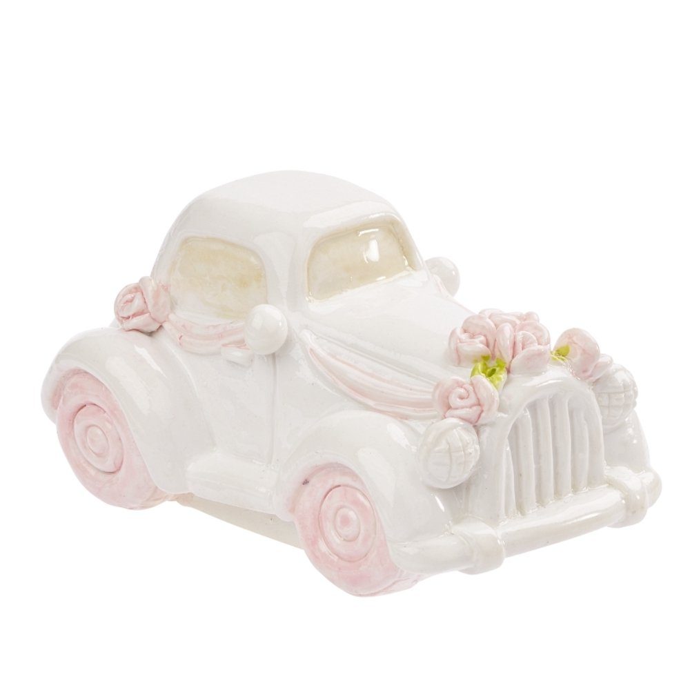 5 weiß-rosa cm Dekofigur ca. HobbyFun Hochzeits-Auto,