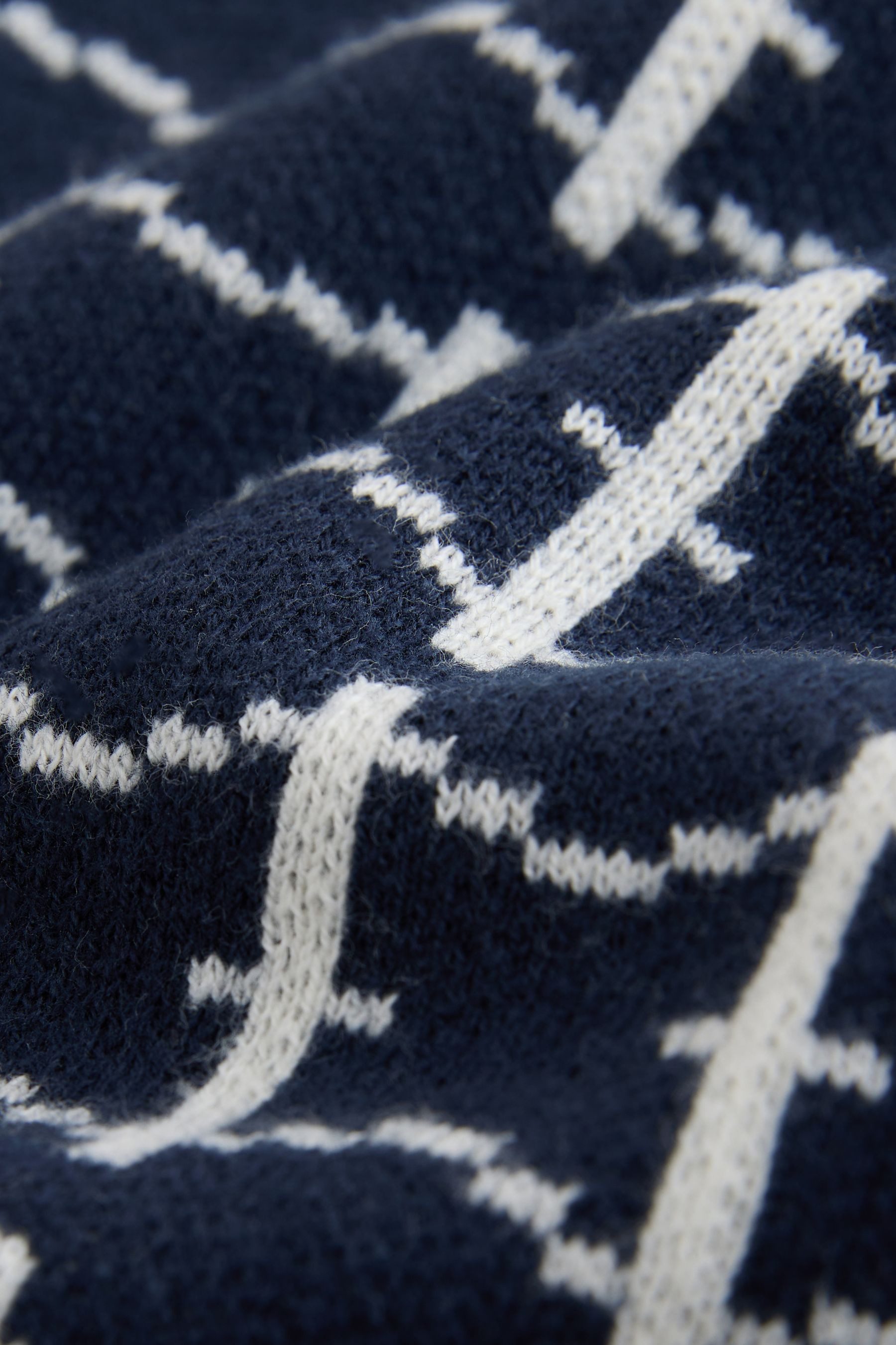 Next Polokragenpullover Relaxed Fit Poloshirt aus Strick mit Geo-Muster (1-tlg)