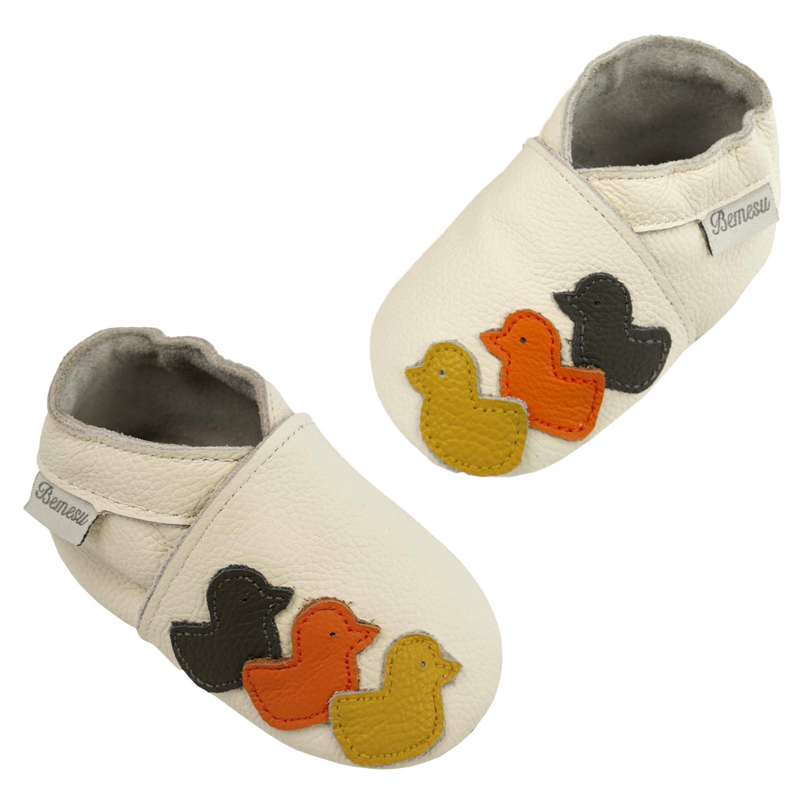 Bemesu Baby Hausschuhe Leder rutschhemmende Sohle Wildleder Krabbelschuh