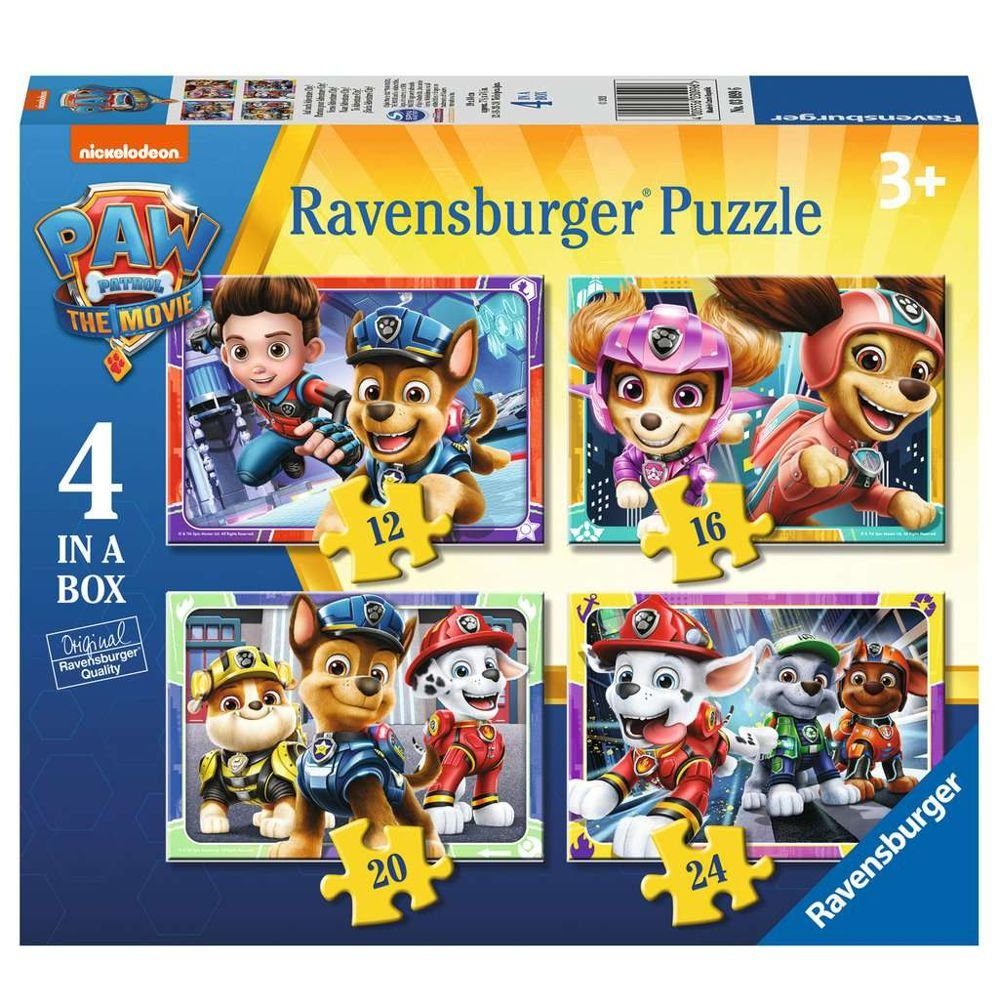 PAW PATROL Puzzle 4 in 1 Kinder Puzzle Box The Movie Ravensburger Paw Patrol, 24 Puzzleteile