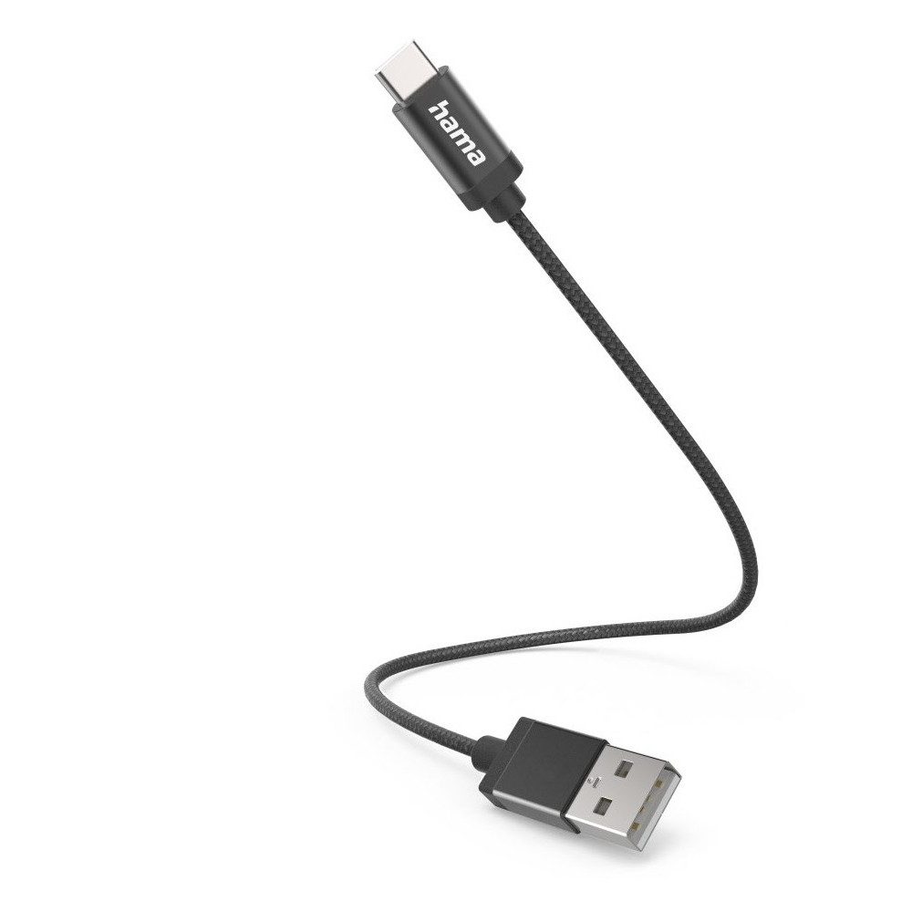 Hama Hama USB-A>USB-C 0,2m schwarz - Ladekabel USB-Kabel, USB-C® Stecker, USB-Ladekabel, Schnellladefunktion