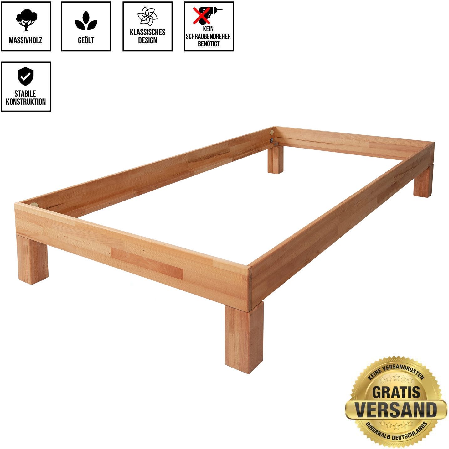 Krok Wood Massivholzbett Jana in Buche – Bild 5 von 5
