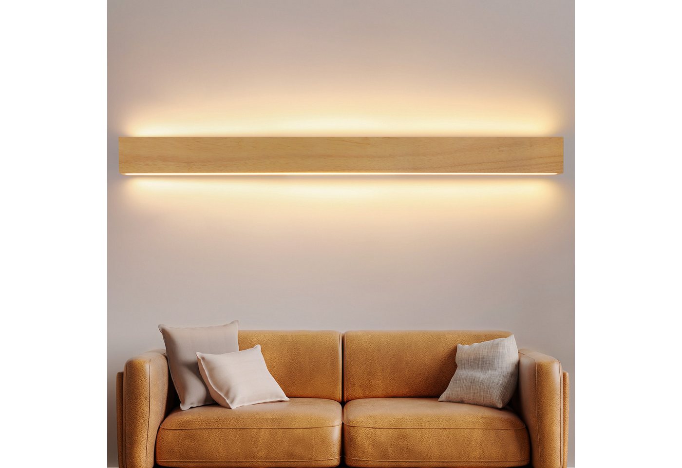 ZMH LED Wandleuchte innen Wandlampe Holz Modern Flurlampe Up und Down Design, 300° Drehbar, LED fest integriert, Warmweiß, Wandlampe Holz Modern
