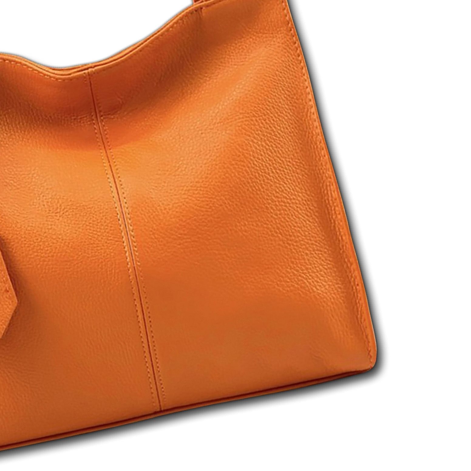 FLORENCE Schultertasche Florence Echtleder Hobo Bag Damen orange (Schultertasche), Damen Leder Schultertasche, Shopper, orange ca. 33cm
