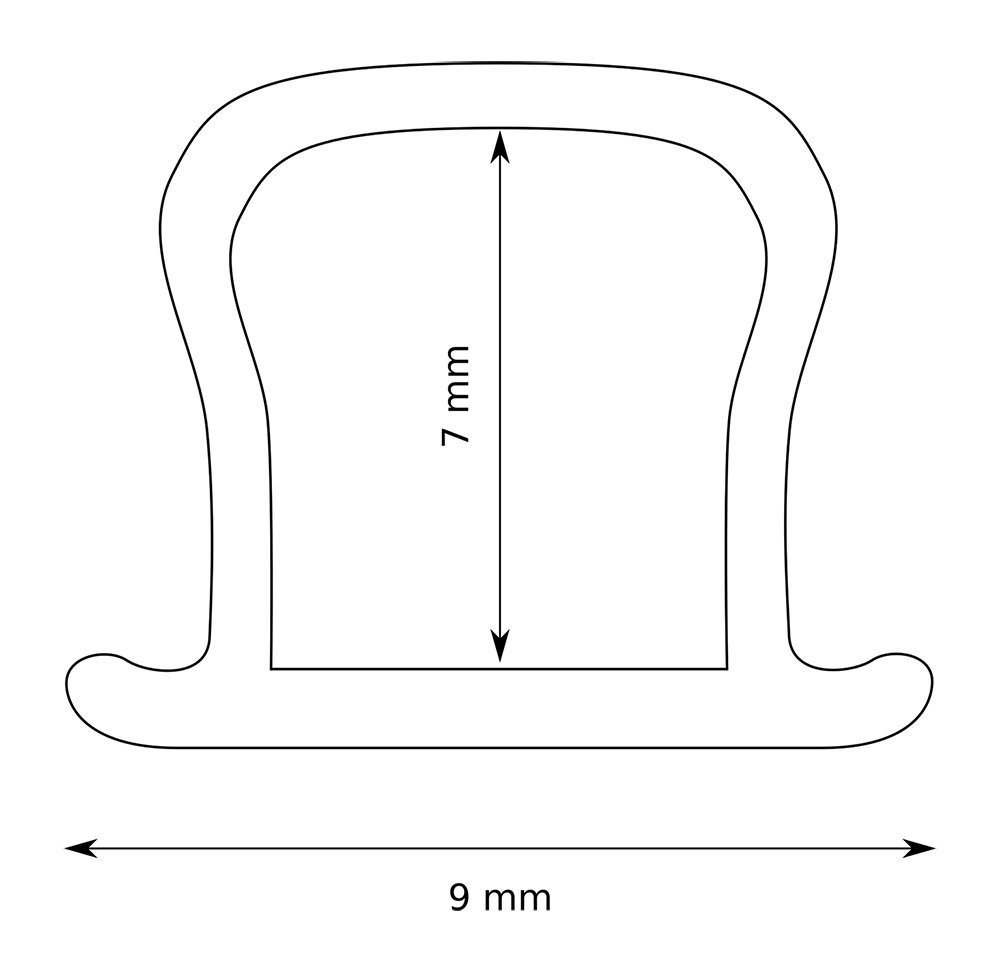Thumbnail - DQ-PP Türdichtband DQ-PP 40m Dichtung OMEGA 9x7mm Fensterdichtung Silikon selbstklebend, Profil OMEGA 9x7mm, Türdichtung