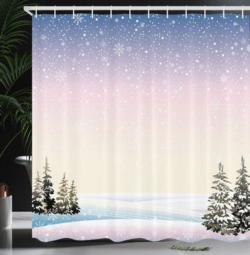 Abakuhaus Duschvorhang Moderner Digitaldruck mit 12 Haken auf Stoff Wasser Resistent Breite 175 cm, Höhe 180 cm, Winter Schneefall und Kiefern